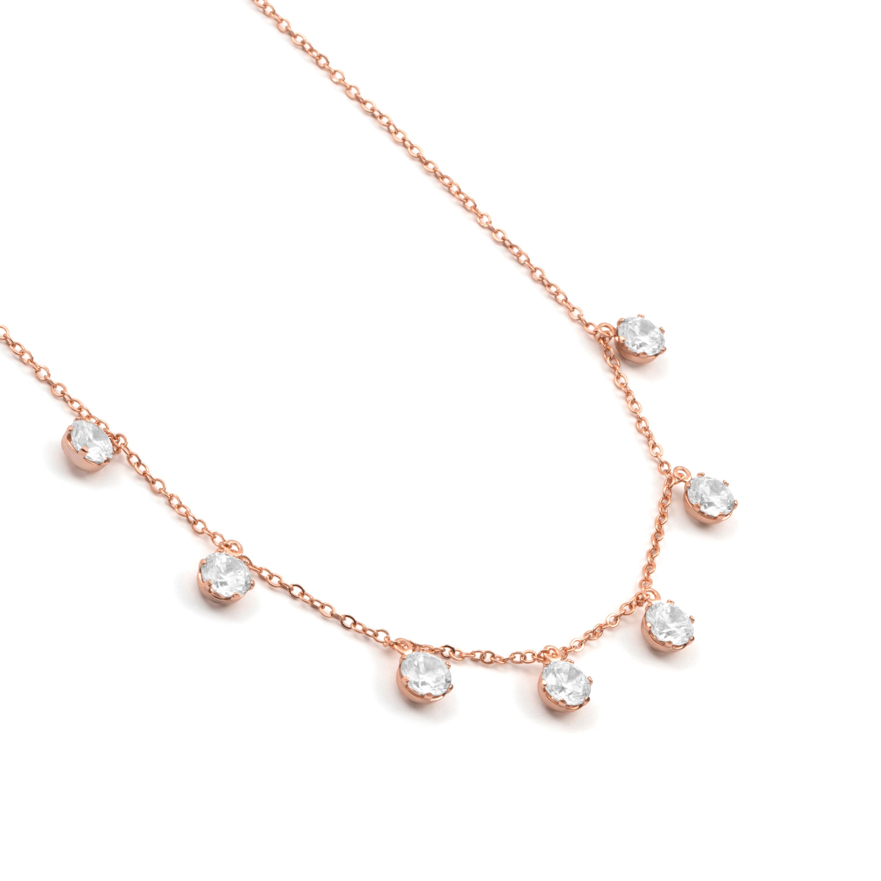 Collar de Circonita Brillante acabado en oro rosa de 18k - Coaro