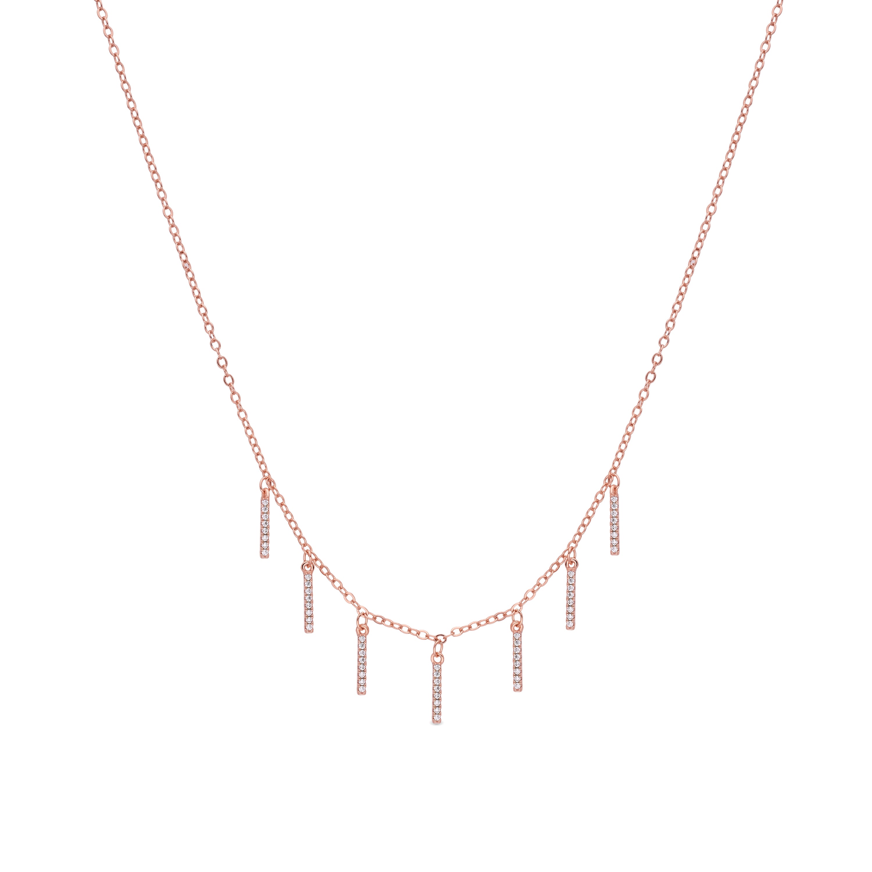 18k Rose Gold Plated Sparkling Zircon Necklace - Rambol