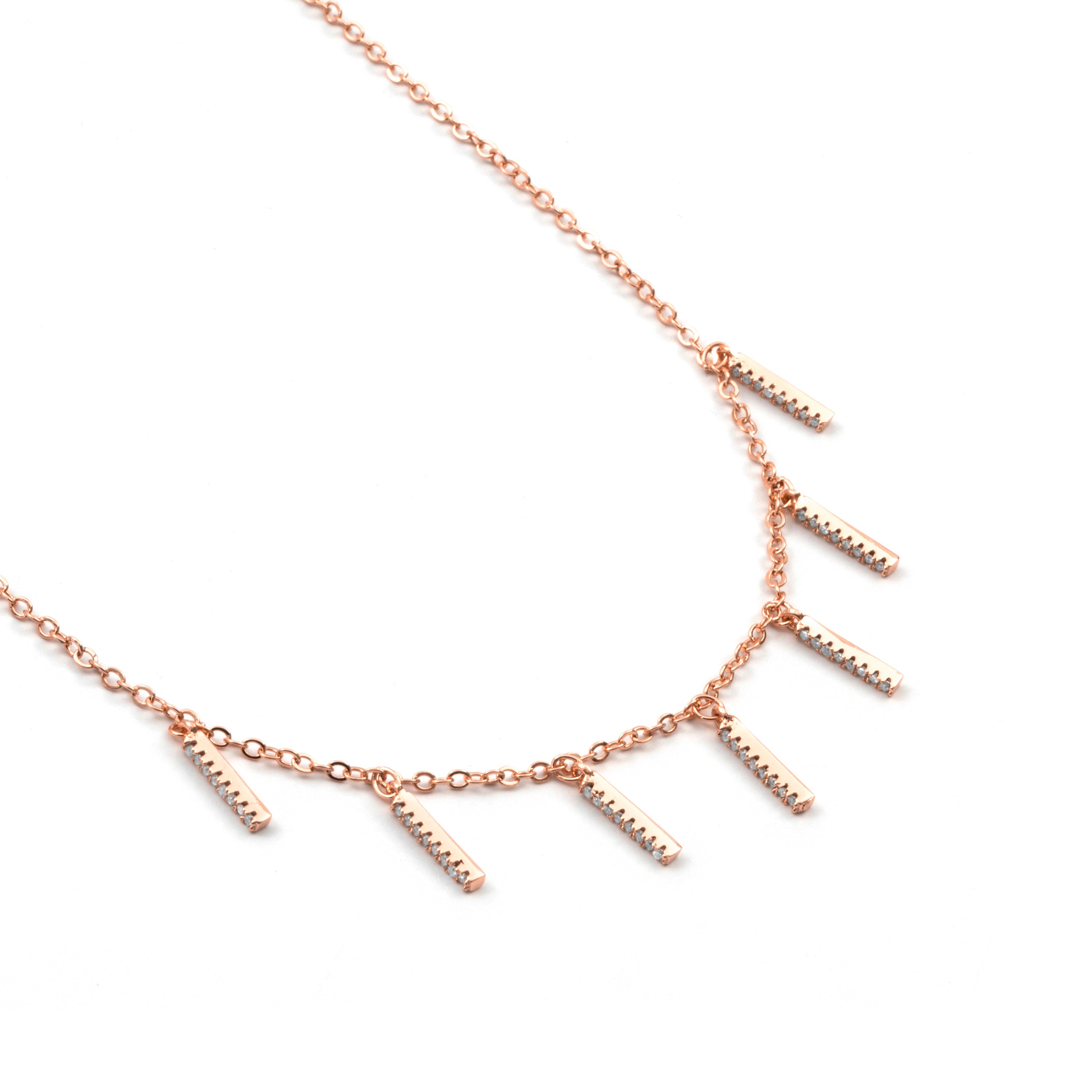 18k Rose Gold Plated Sparkling Zircon Necklace - Rambol