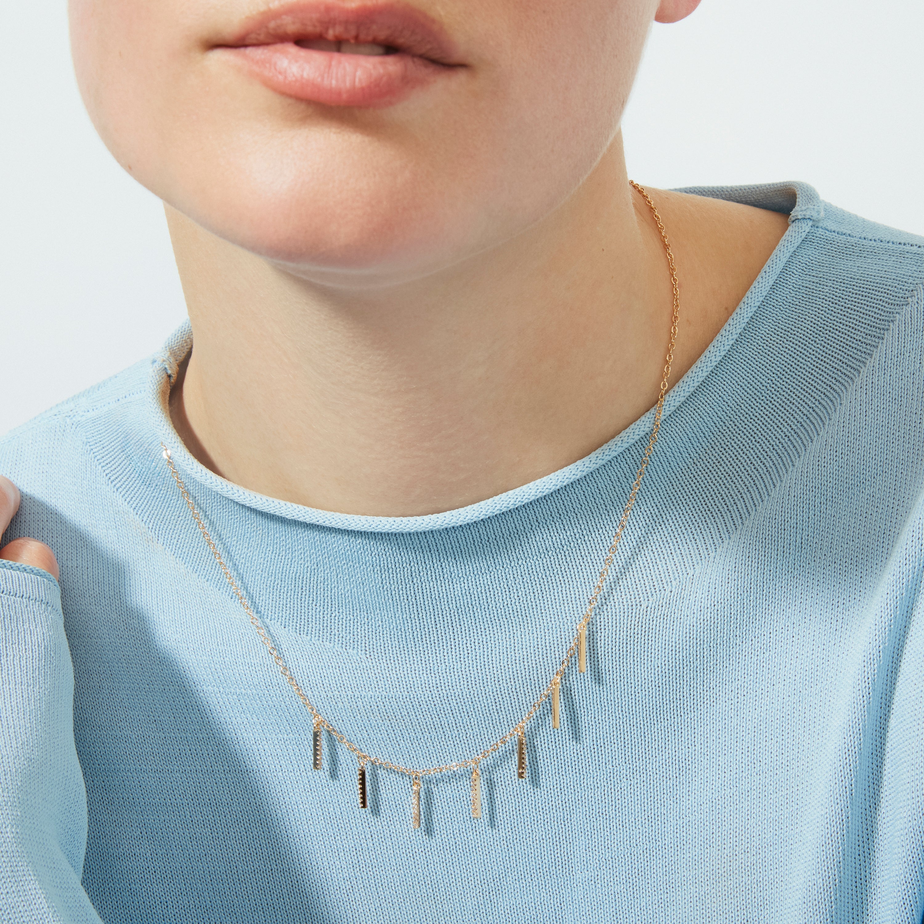 18k Rose Gold Plated Sparkling Zircon Necklace - Rambol