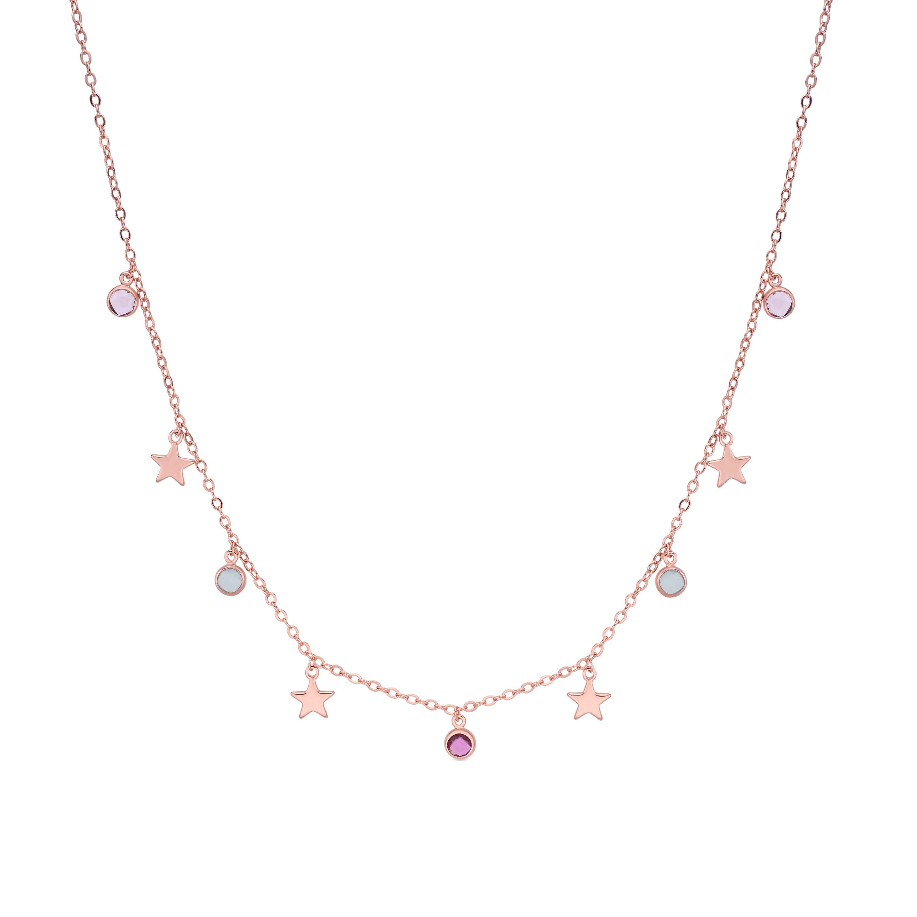 18k Rose Gold Plated Multicolor Cubic Zirconia Necklace - Varwi