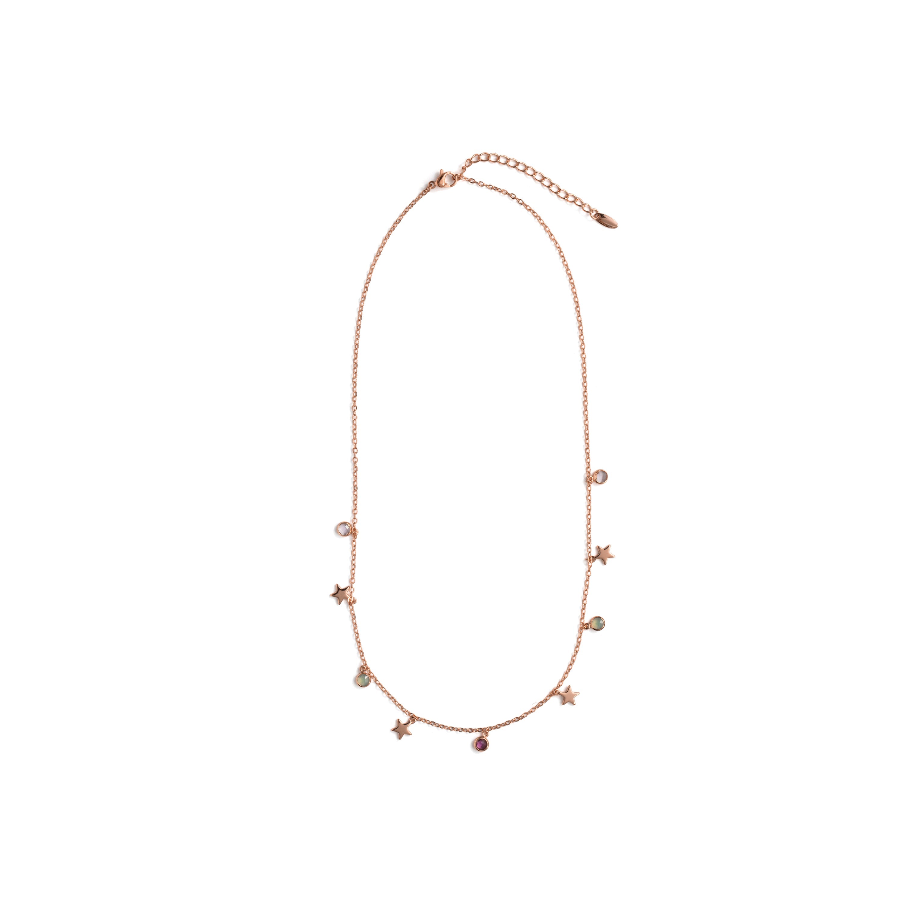 18k Rose Gold Plated Multicolor Cubic Zirconia Necklace - Varwi