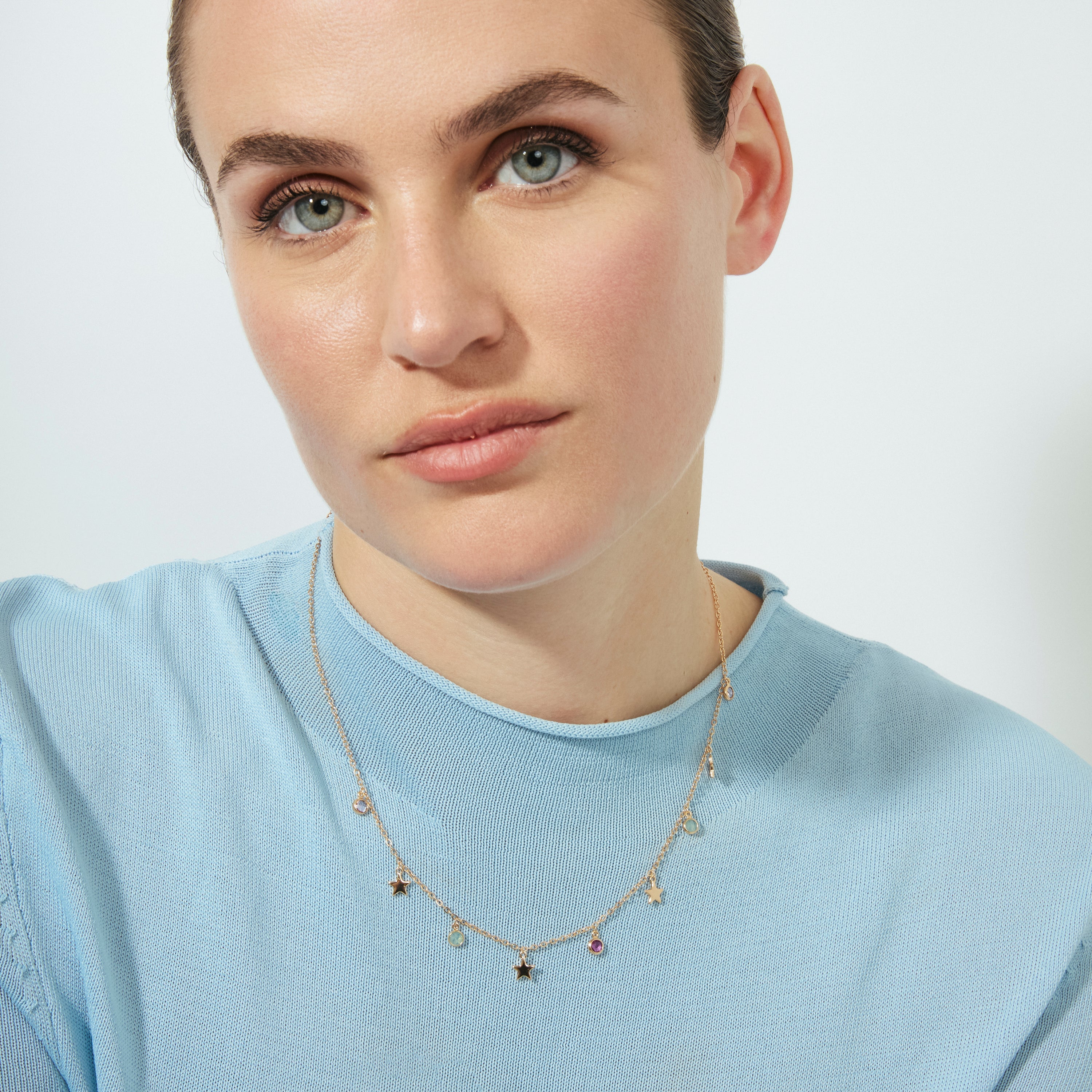 18k Rose Gold Plated Multicolor Cubic Zirconia Necklace - Varwi