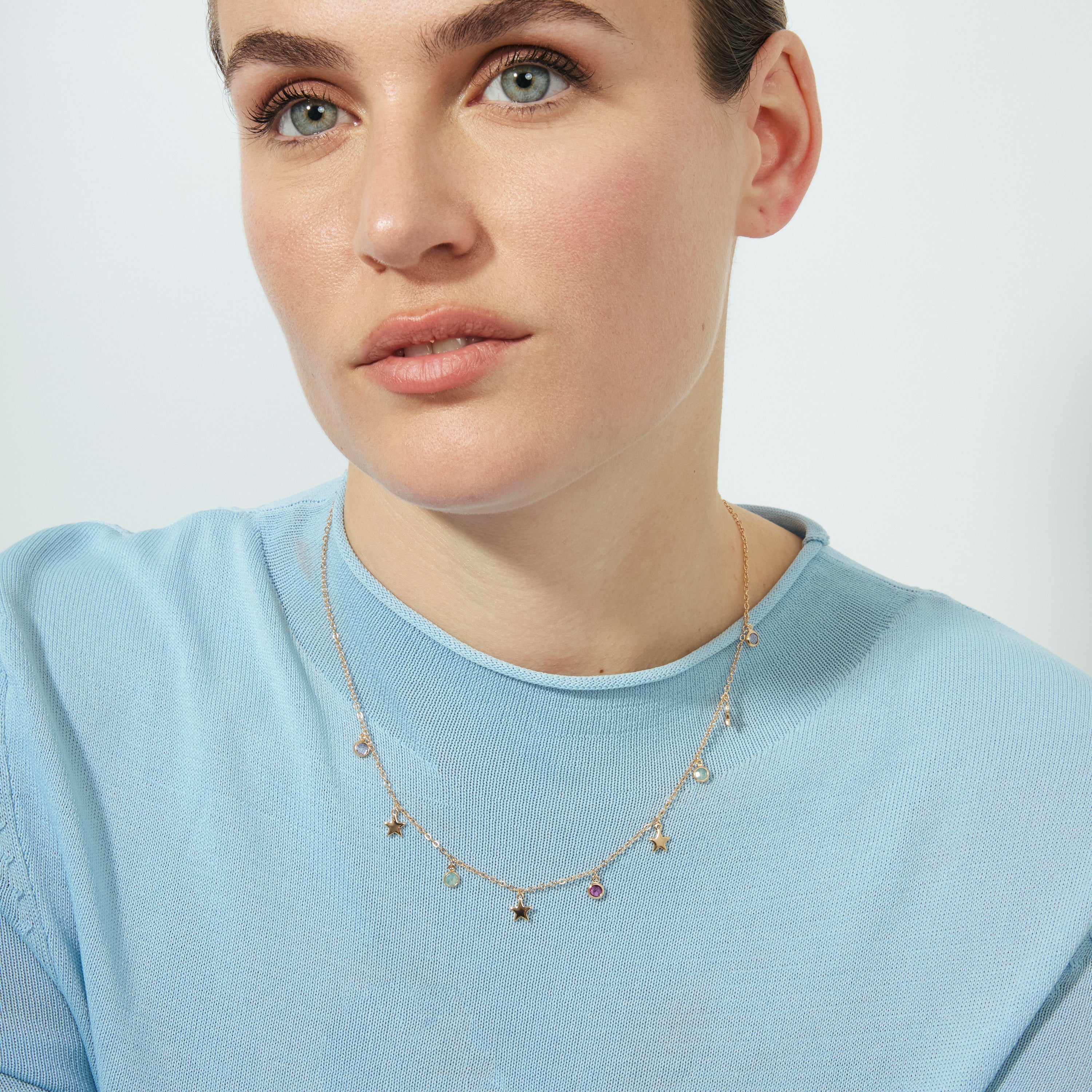 18k Rose Gold Plated Multicolor Cubic Zirconia Necklace - Varwi
