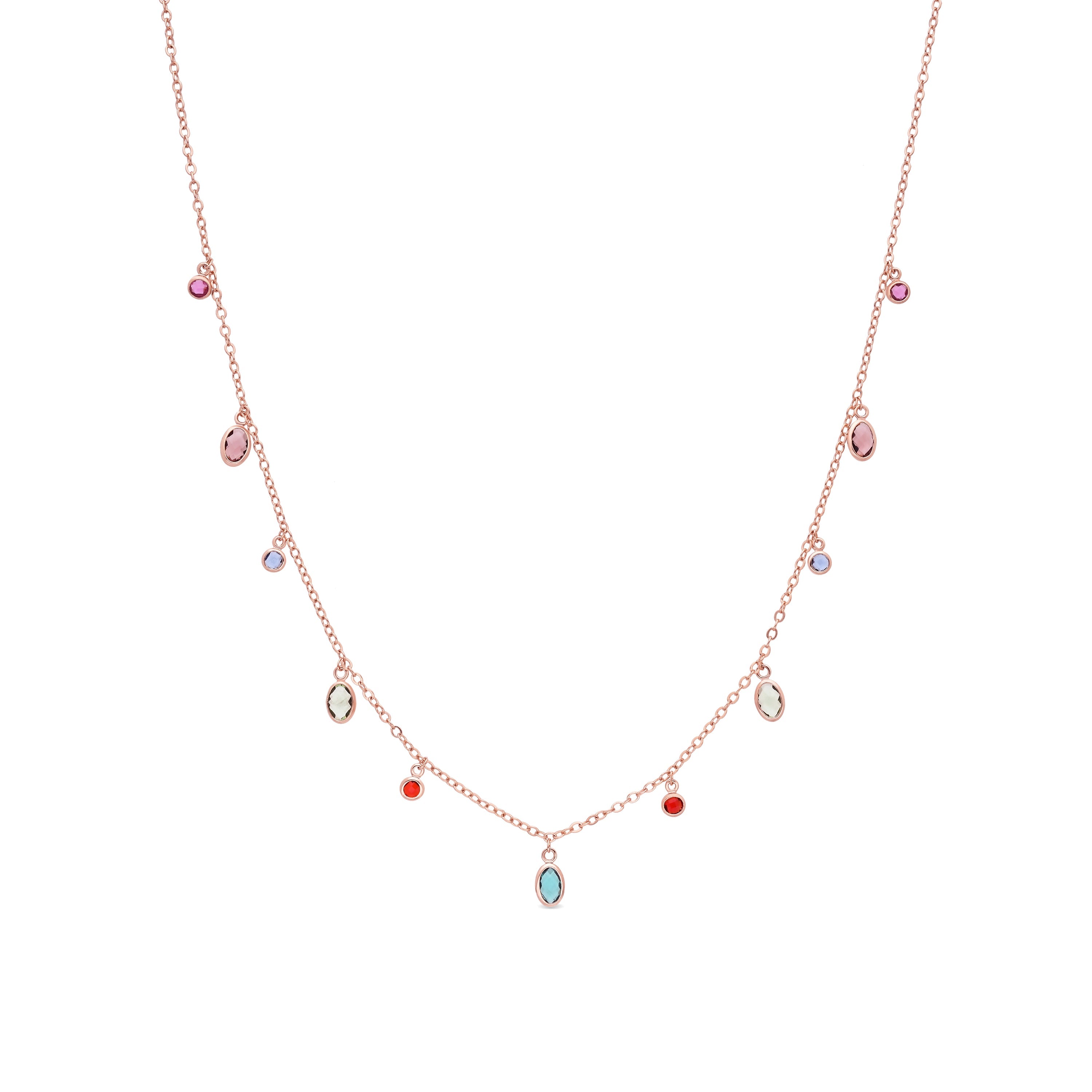 Collar de Circonita Multicolor acabado en oro rosa de 18k - Orsu