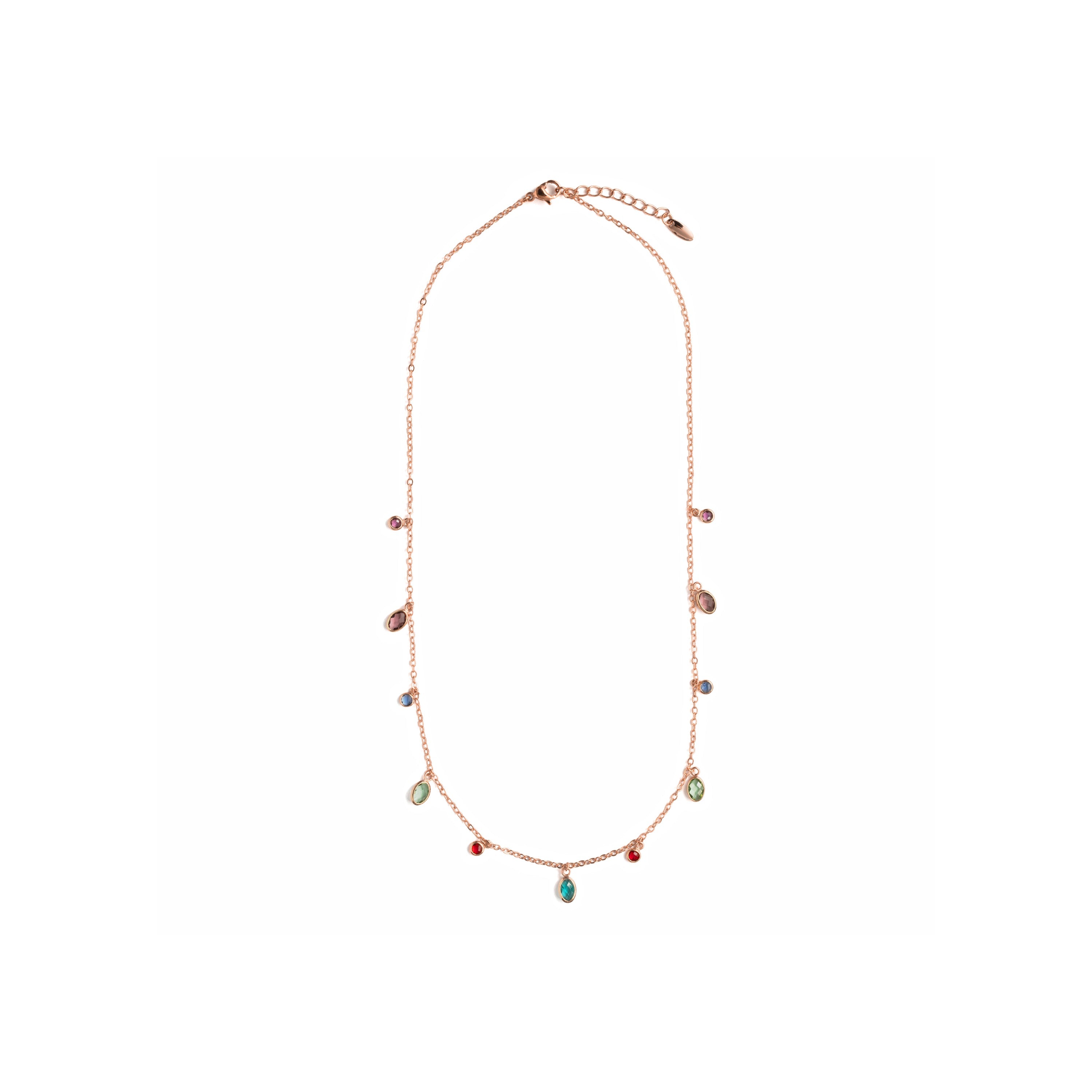 Collar de Circonita Multicolor acabado en oro rosa de 18k - Orsu