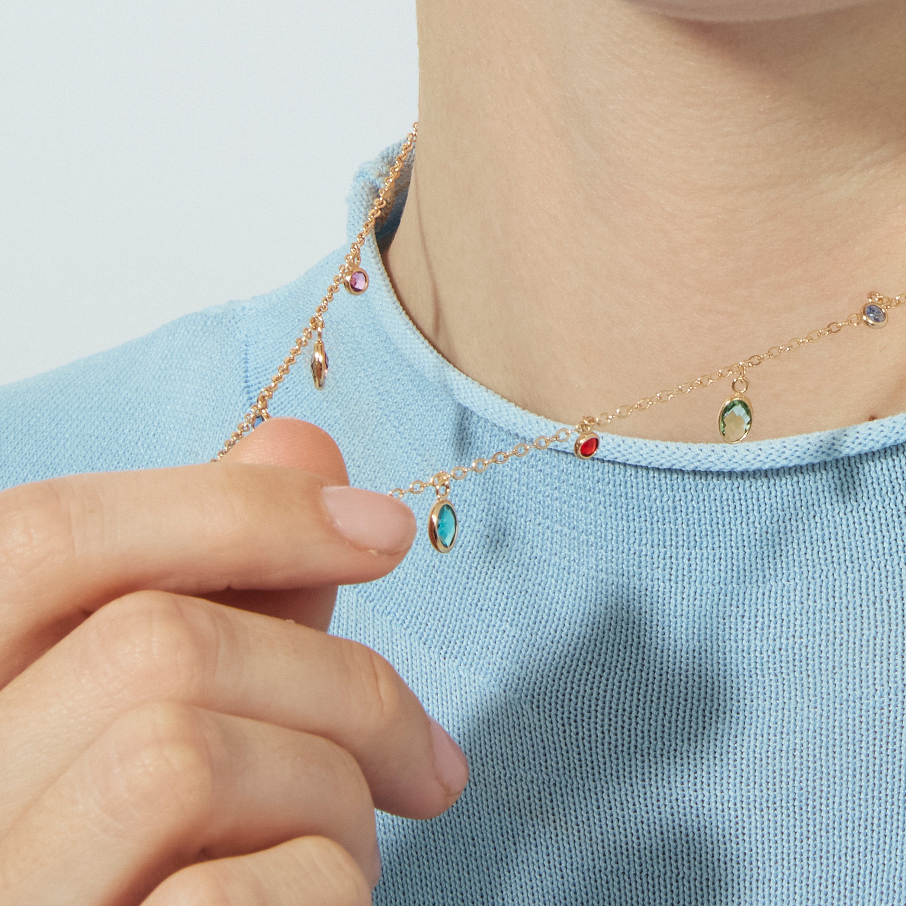 Collar de Circonita Multicolor acabado en oro rosa de 18k - Orsu
