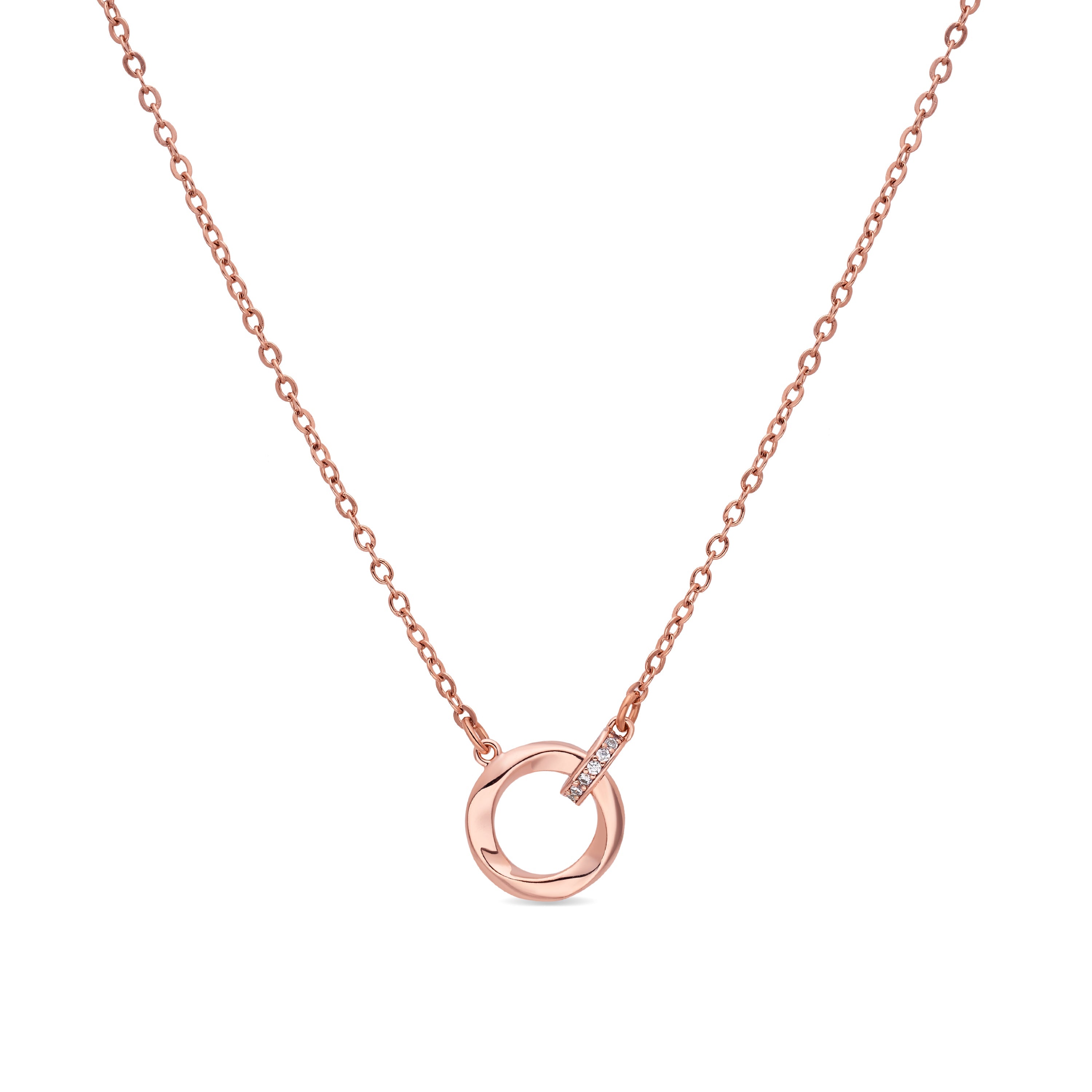 18k Rose Gold Plated Sparkling Zircon Necklace - Sarok