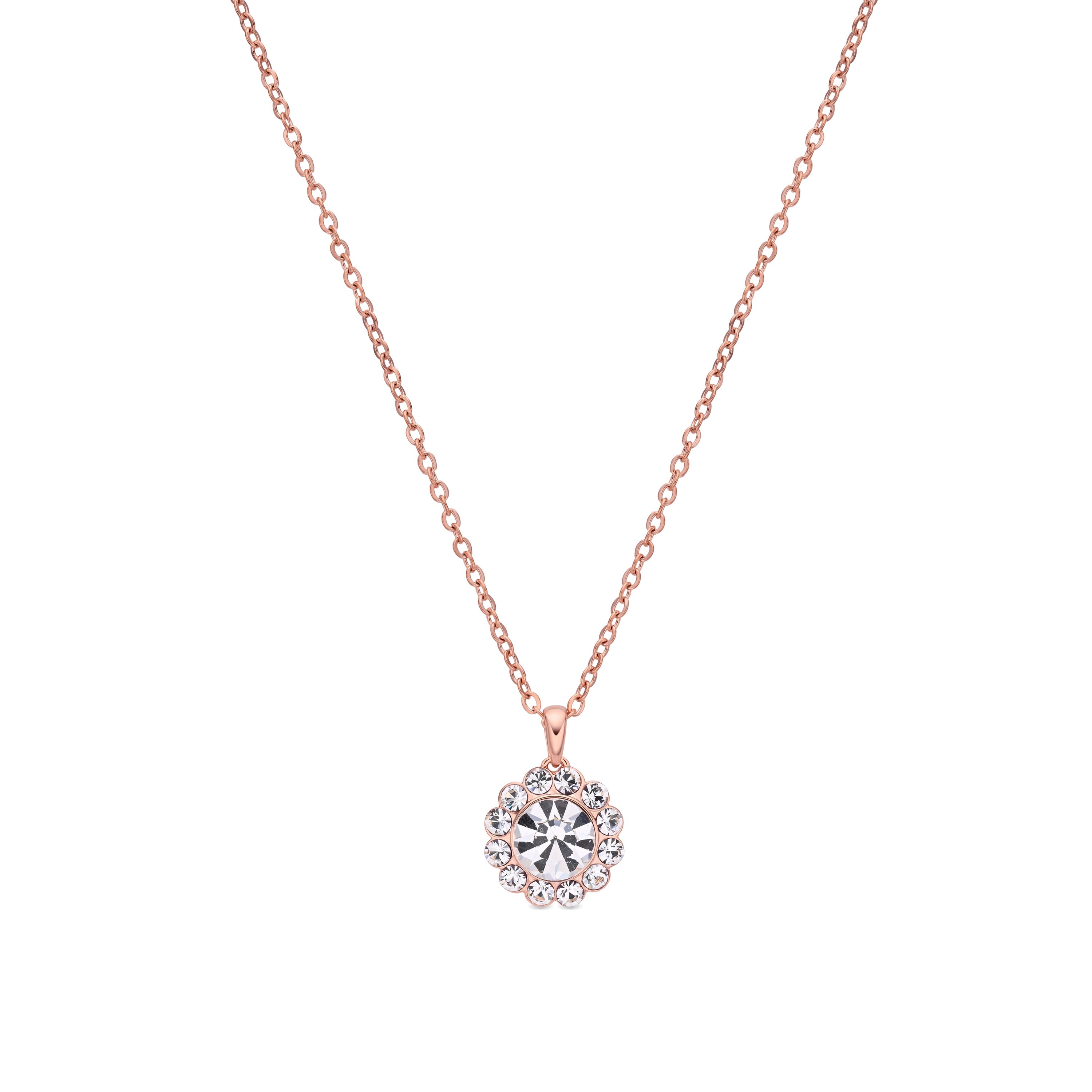 Sparkling Zircon Necklace with 18k Rose Gold Finish - Tinea