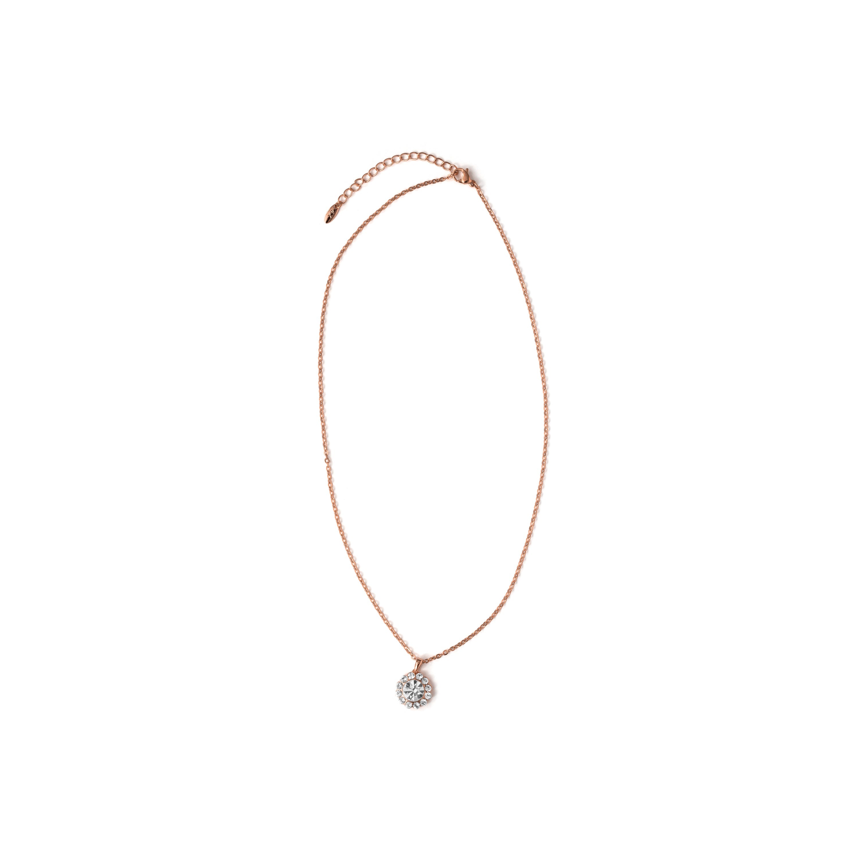 Sparkling Zircon Necklace with 18k Rose Gold Finish - Tinea