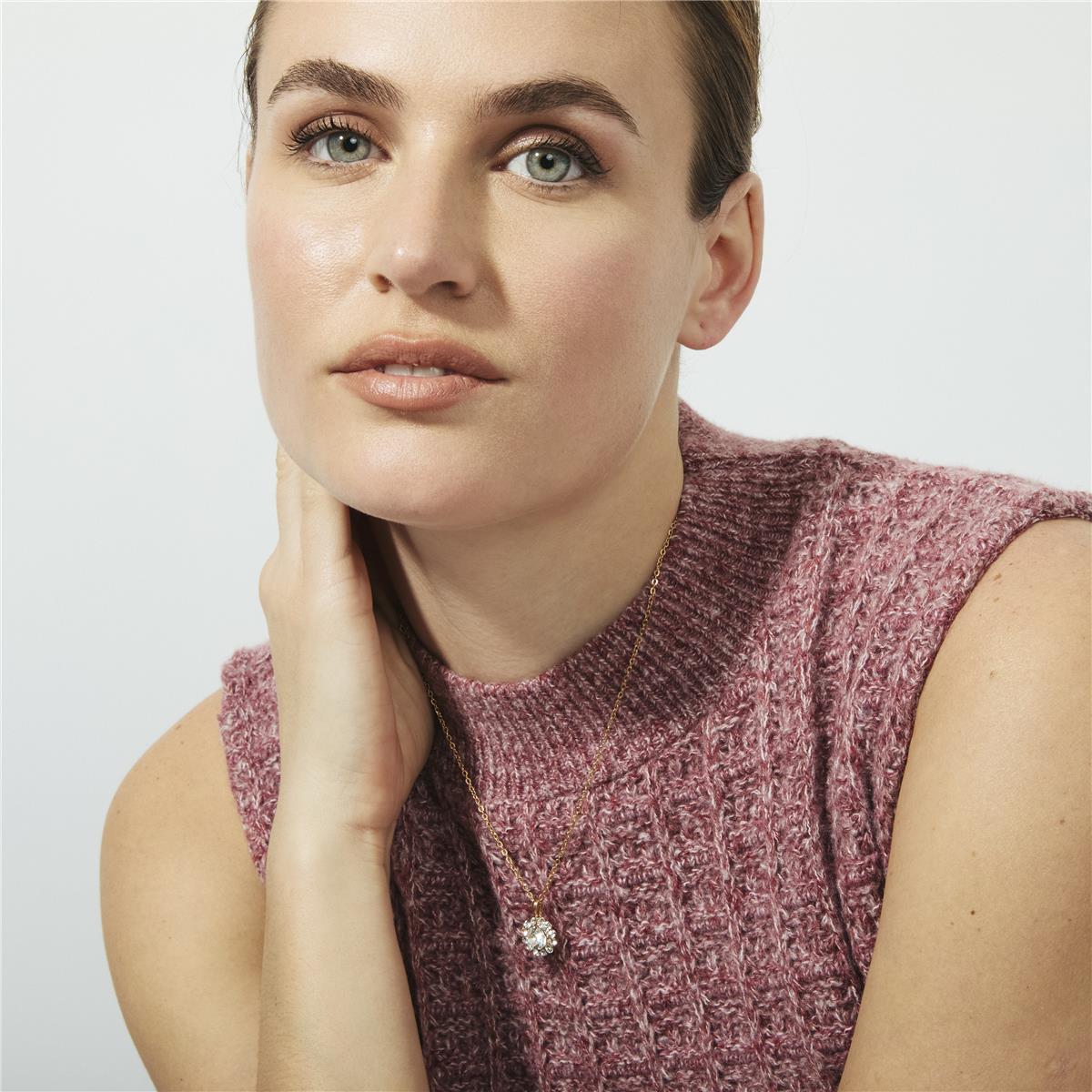 Sparkling Zircon Necklace with 18k Rose Gold Finish - Tinea