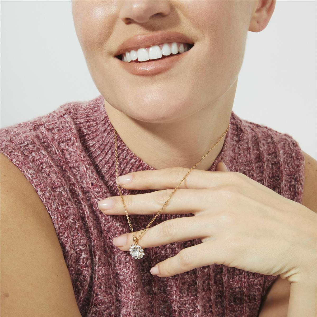 Sparkling Zircon Necklace with 18k Rose Gold Finish - Tinea