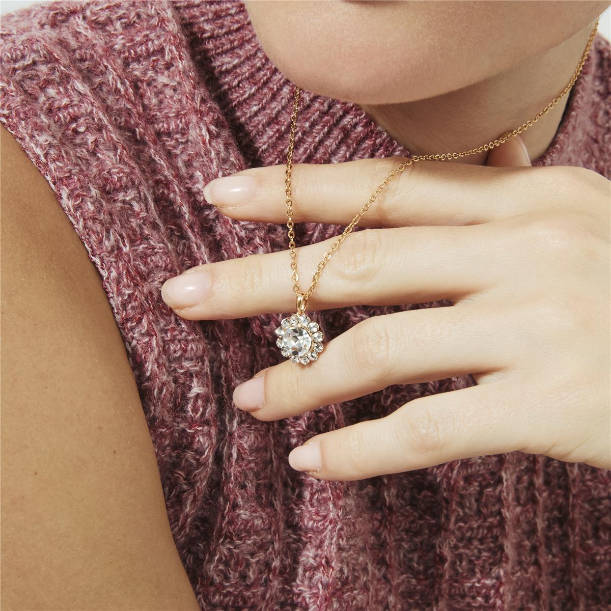 Sparkling Zircon Necklace with 18k Rose Gold Finish - Tinea
