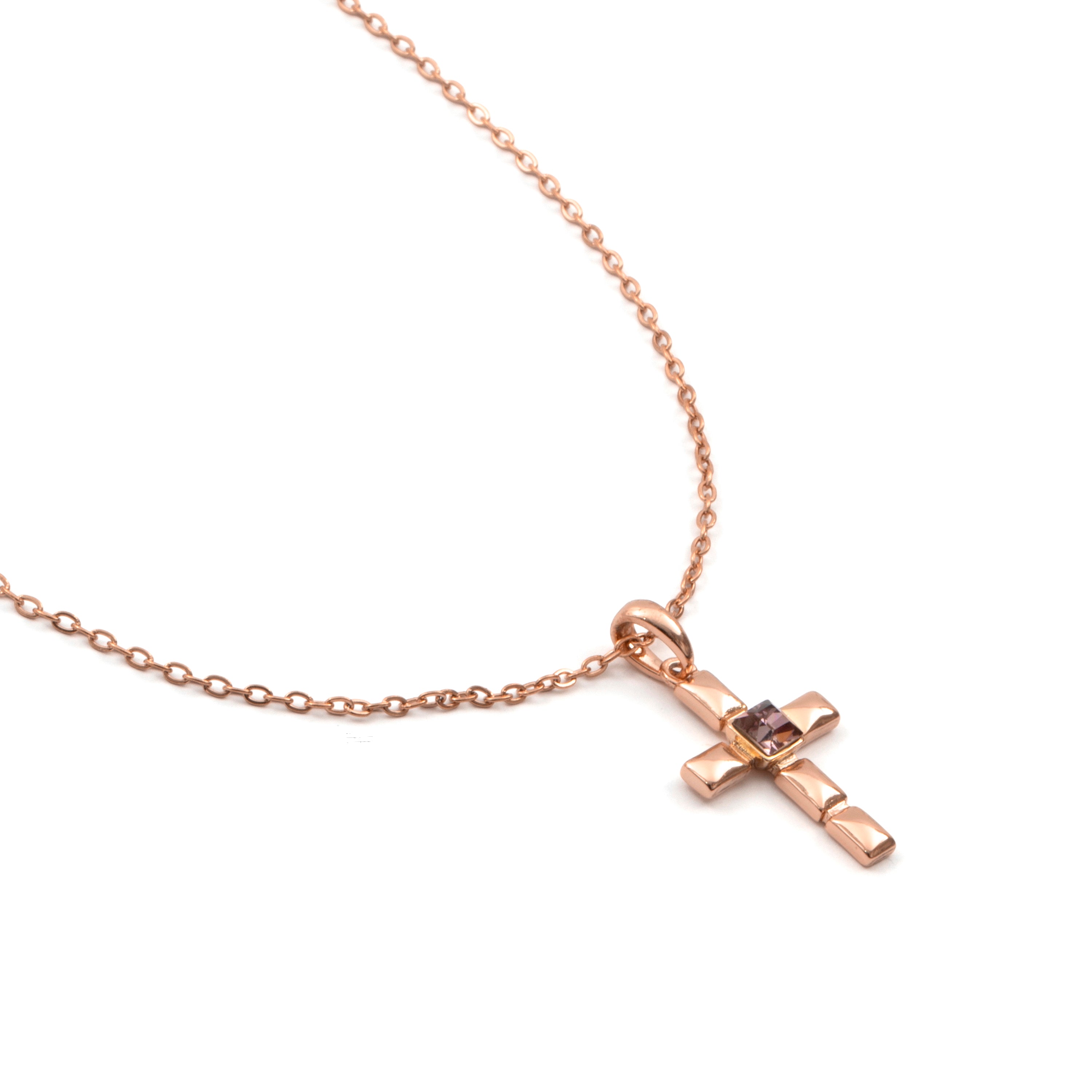 Amethyst Zircon Necklace finished in 18k Rose Gold - Dawon