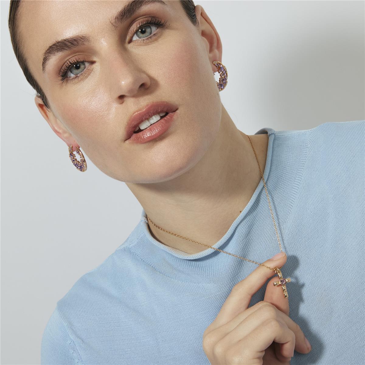 Amethyst Zircon Necklace finished in 18k Rose Gold - Dawon