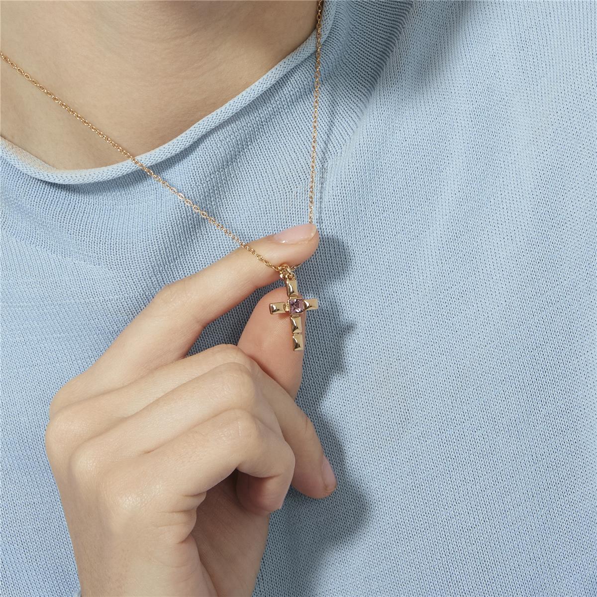 Amethyst Zircon Necklace finished in 18k Rose Gold - Dawon