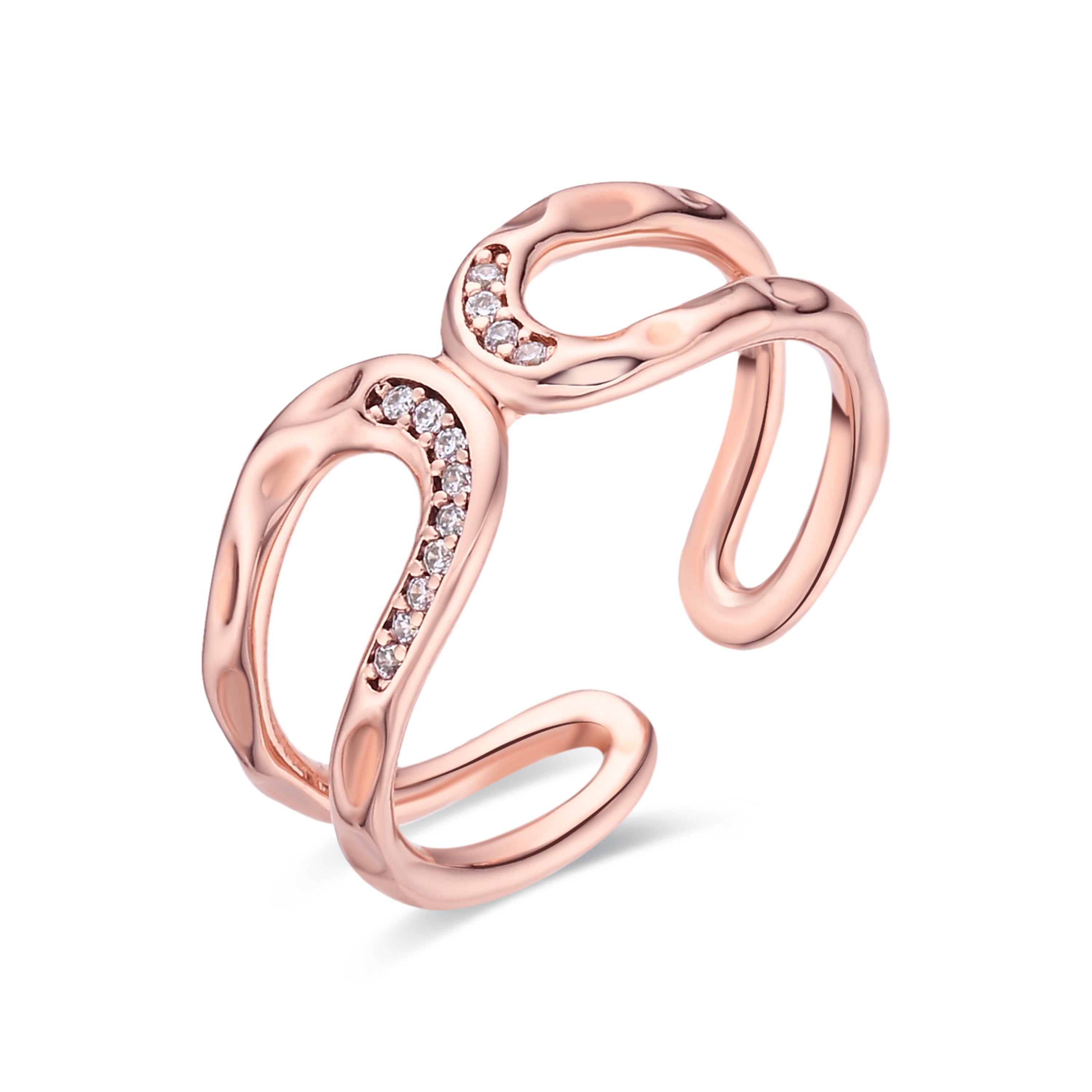 Brilliant Zircon Ring in 18k Rose Gold Finish - Resim