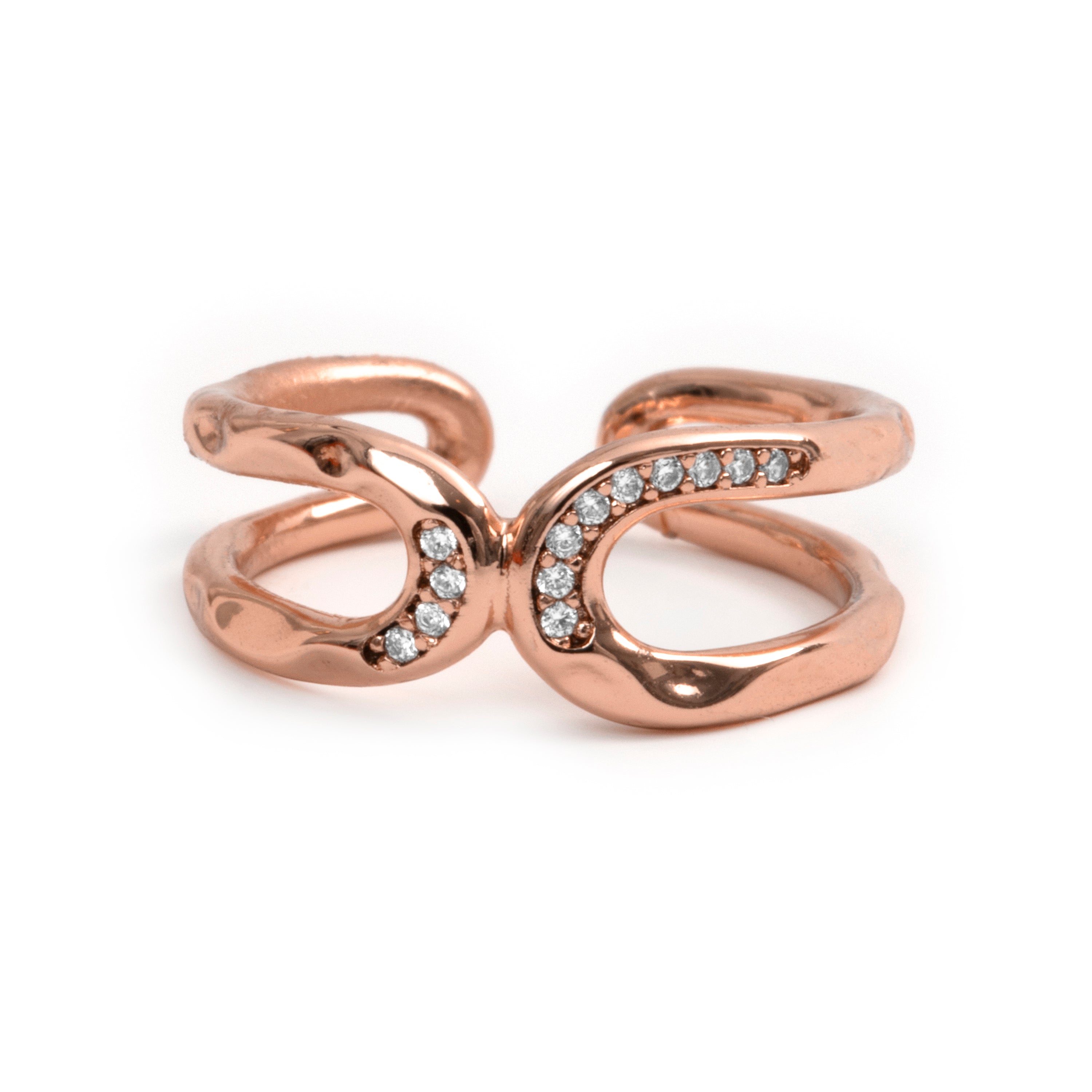 Brilliant Zircon Ring in 18k Rose Gold Finish - Resim