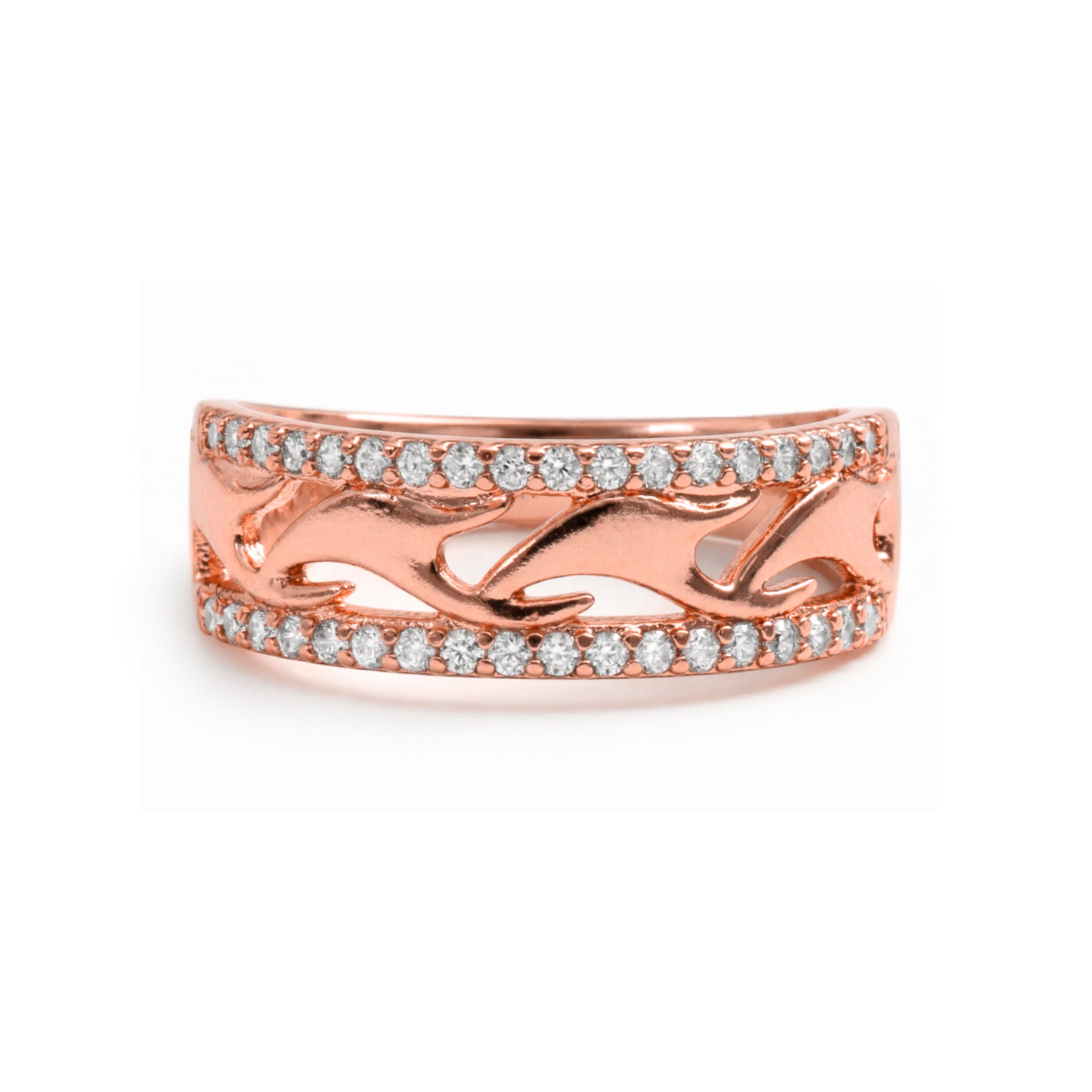 Sparkling Cubic Zirconia Ring in 18k Rose Gold Finish - Lakud