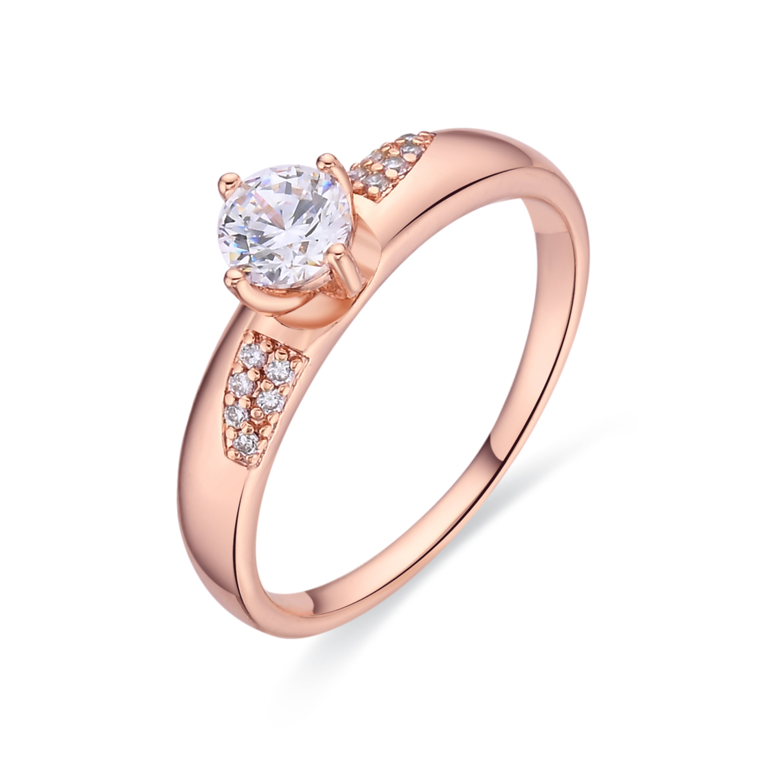 18k Rose Gold Plated Cubic Zirconia Ring - Wedal