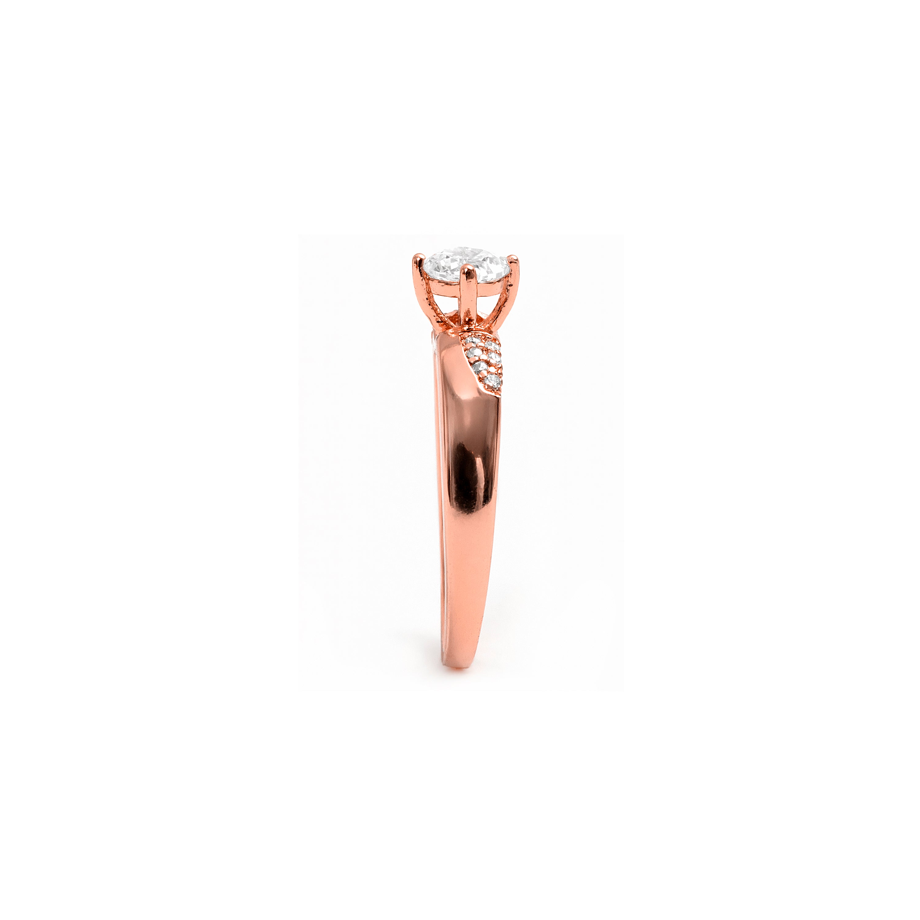 18k Rose Gold Plated Cubic Zirconia Ring - Wedal