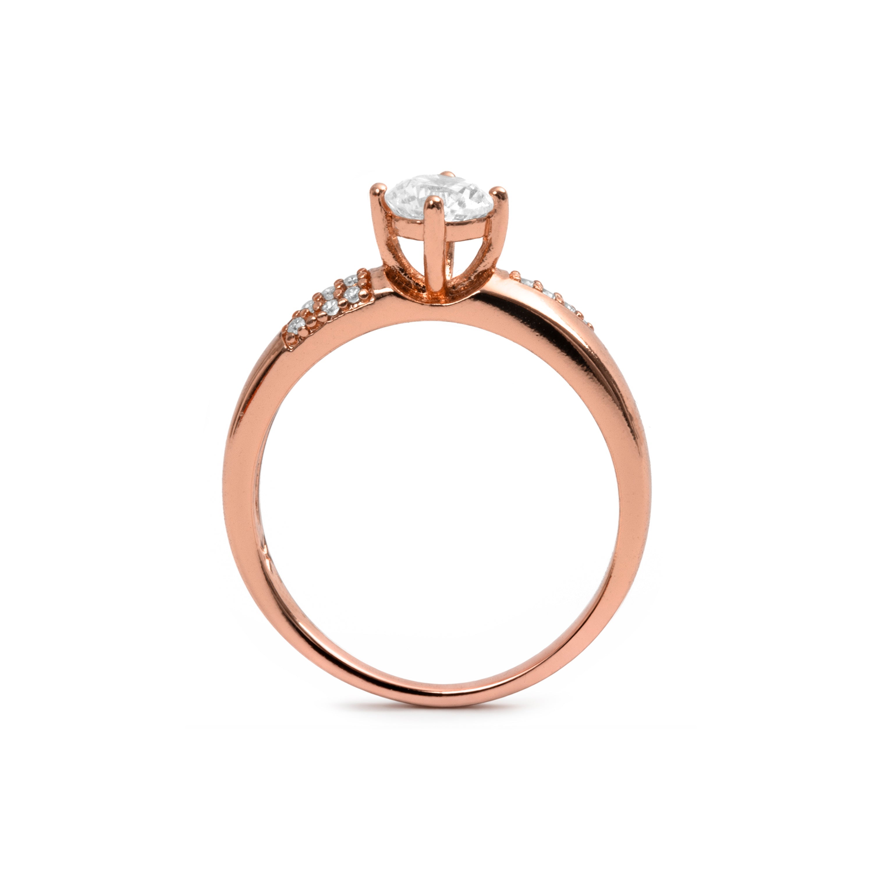 18k Rose Gold Plated Cubic Zirconia Ring - Wedal