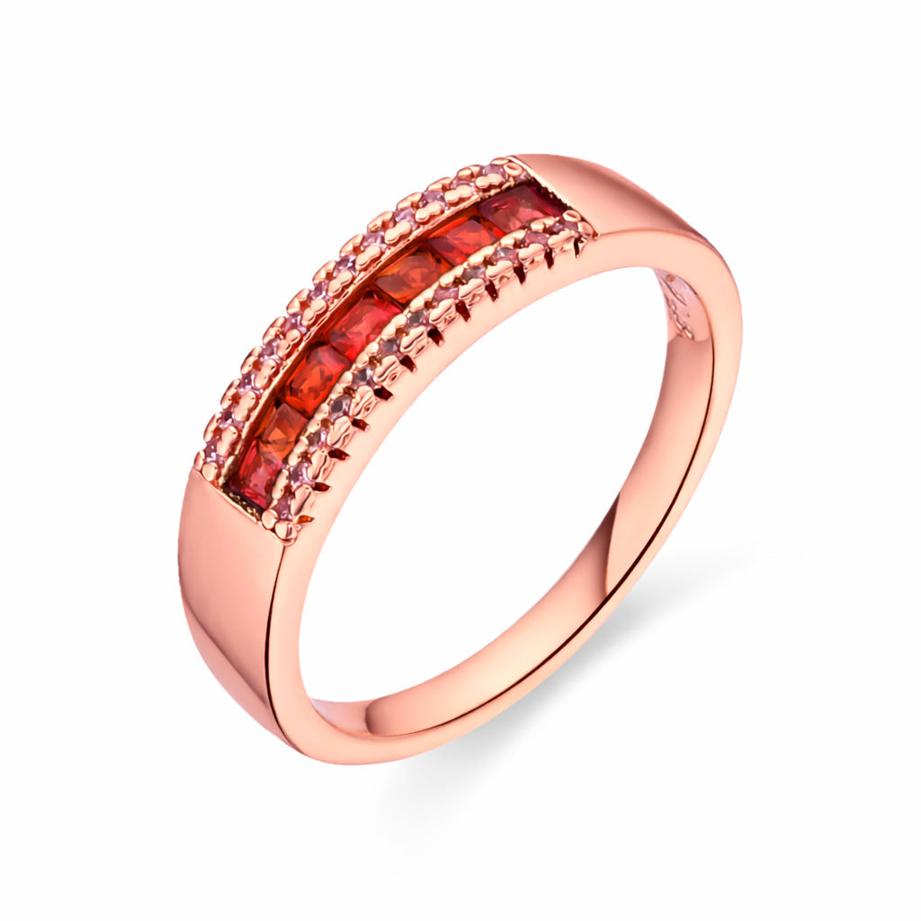 Anillo de Circonita Ópalo de Fuego acabado en oro rosa de 18k - Saikpo