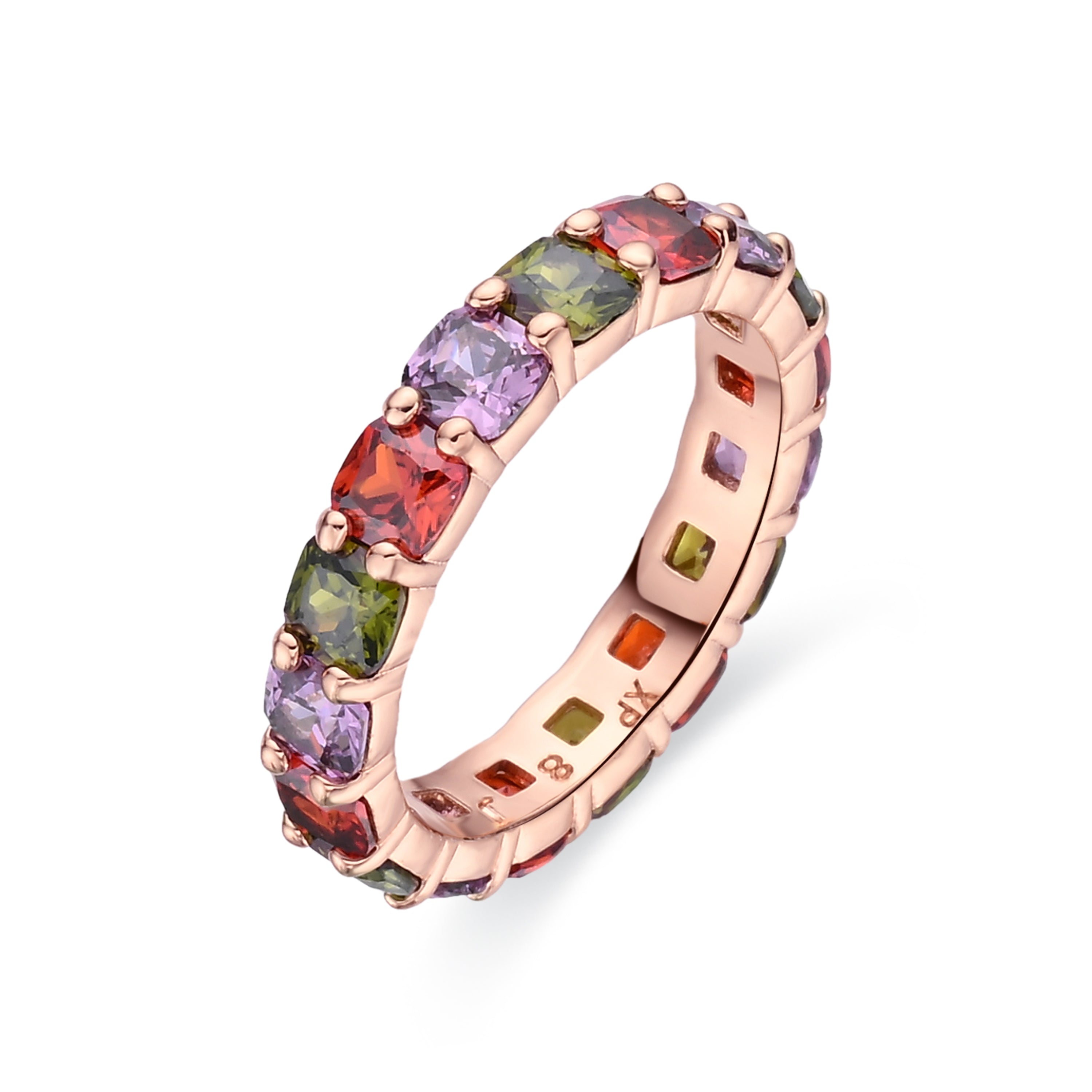18k Rose Gold Plated Multicolor Zircon Ring - Lanbyu