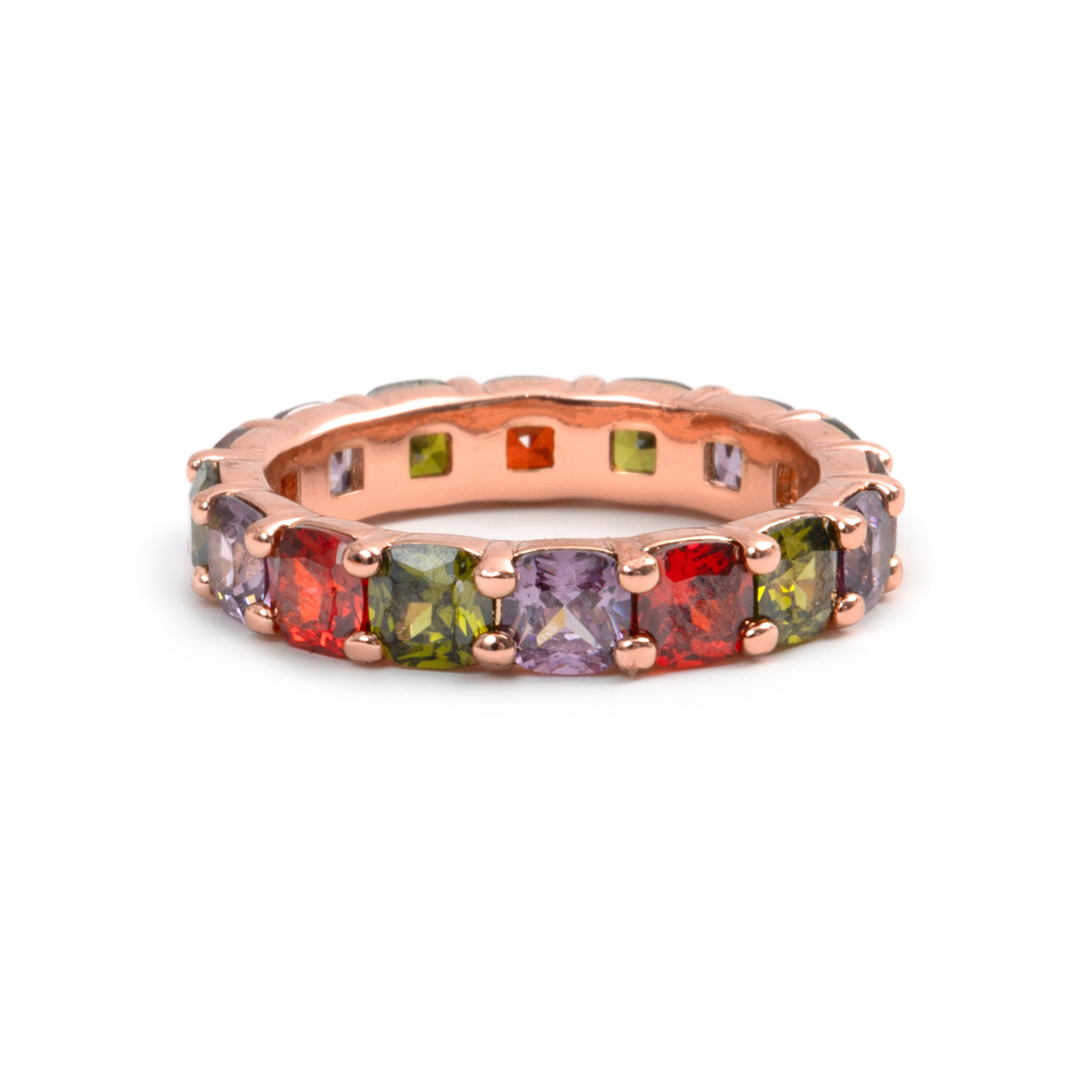 18k Rose Gold Plated Multicolor Zircon Ring - Lanbyu