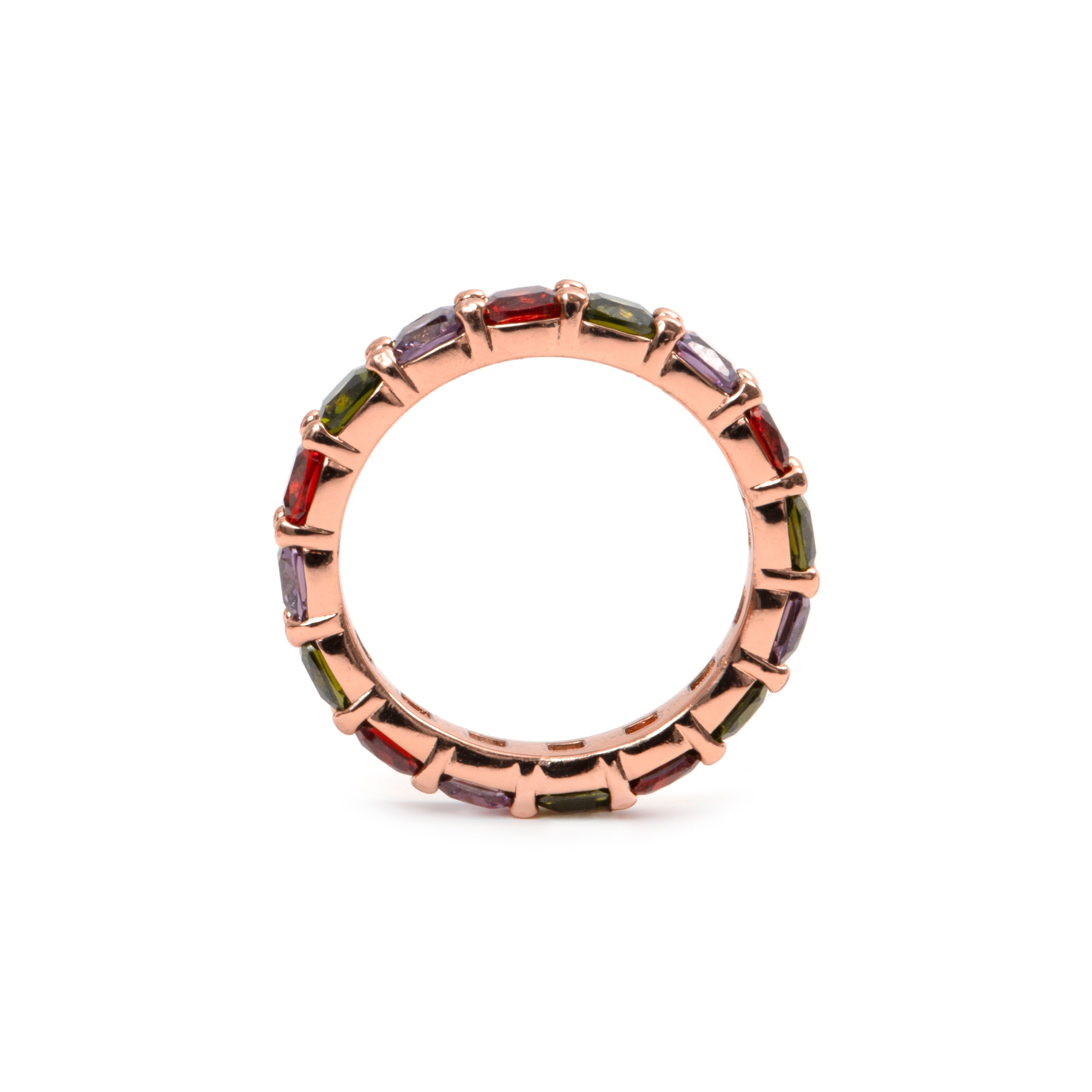 18k Rose Gold Plated Multicolor Zircon Ring - Lanbyu