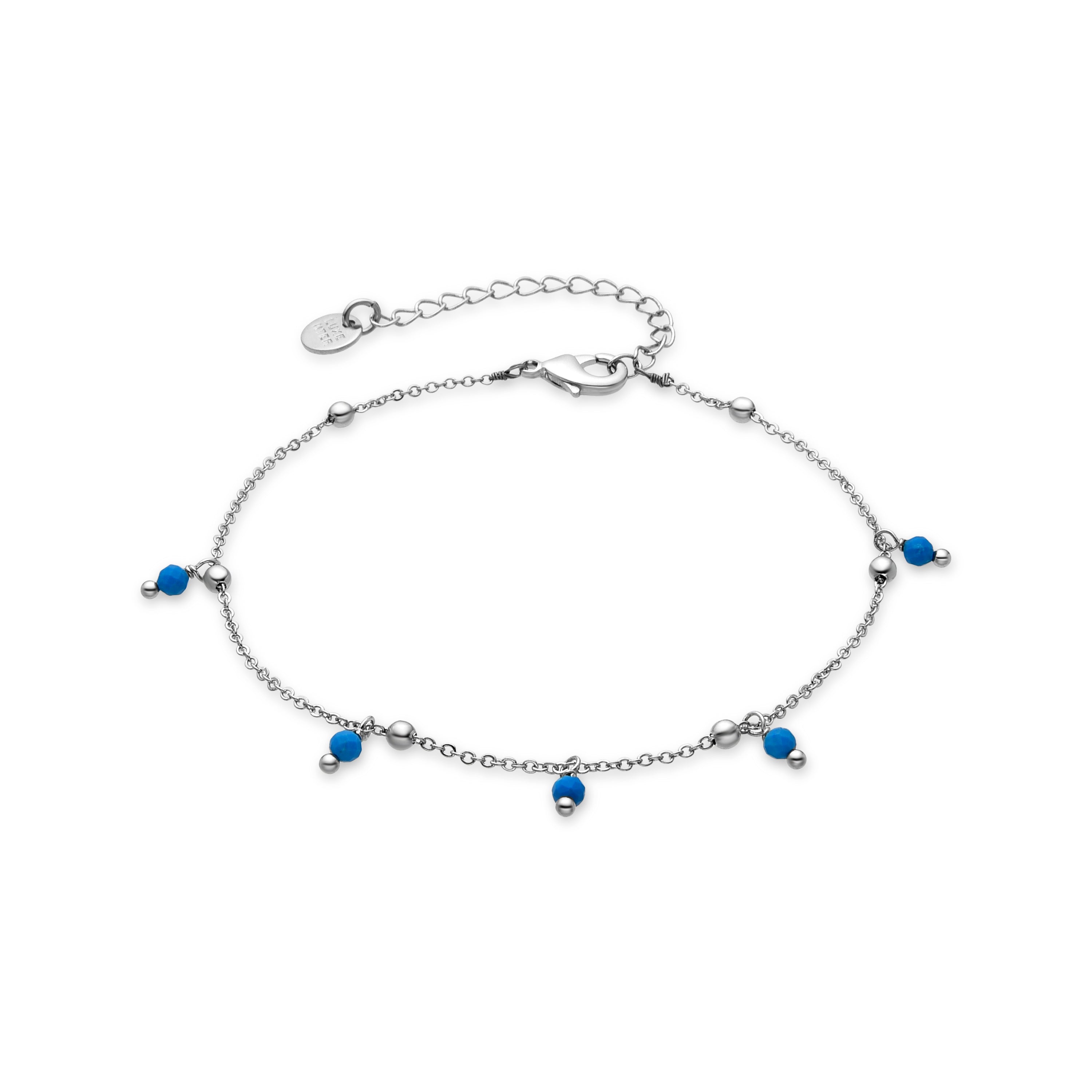 Bracelet with Blue Crystal, silver finish - Hualsa