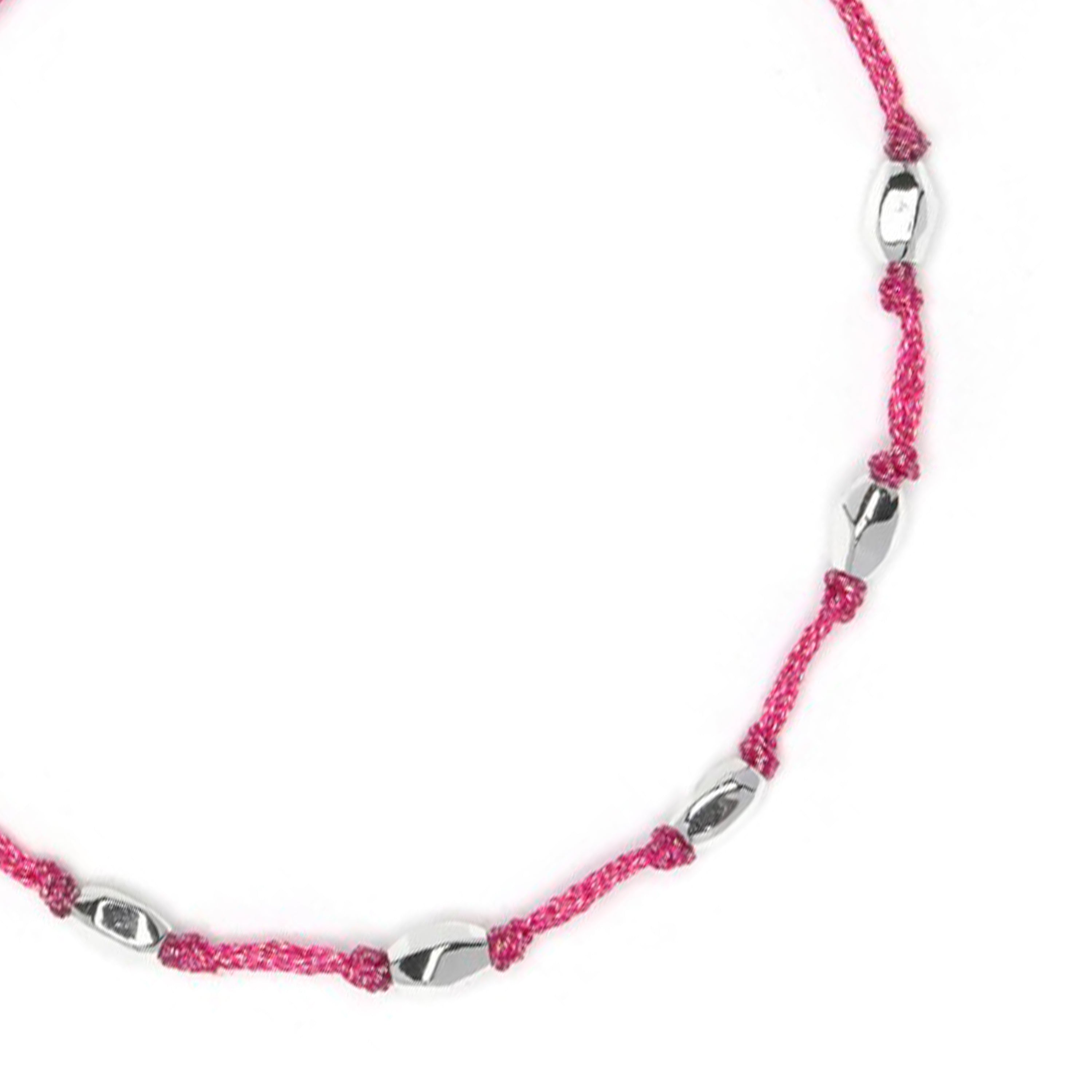 Pink Cotton Bracelet with Sterling Silver 925 Finish - Buawe