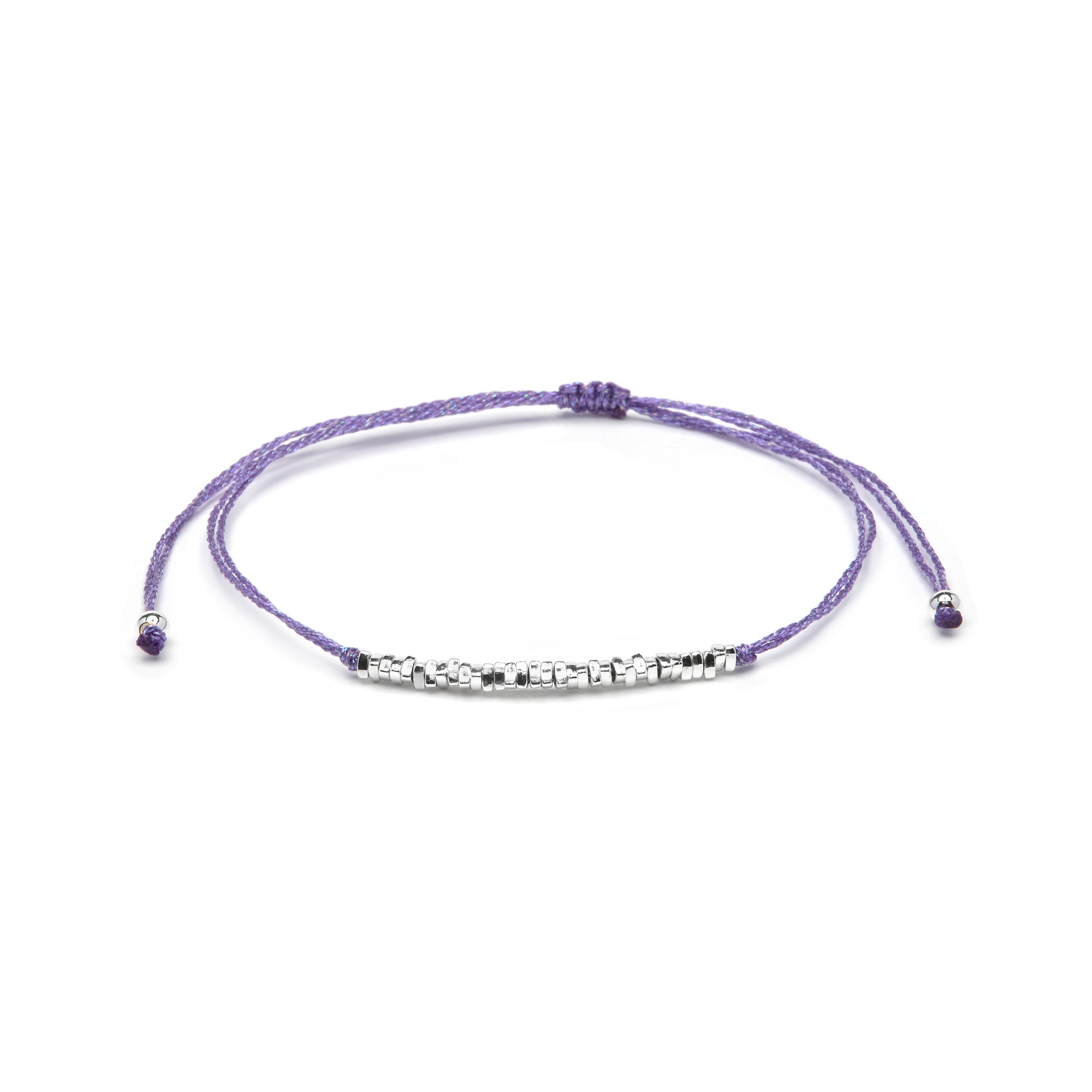 Purple Cotton Bracelet with Sterling Silver 925 Finish - Limley