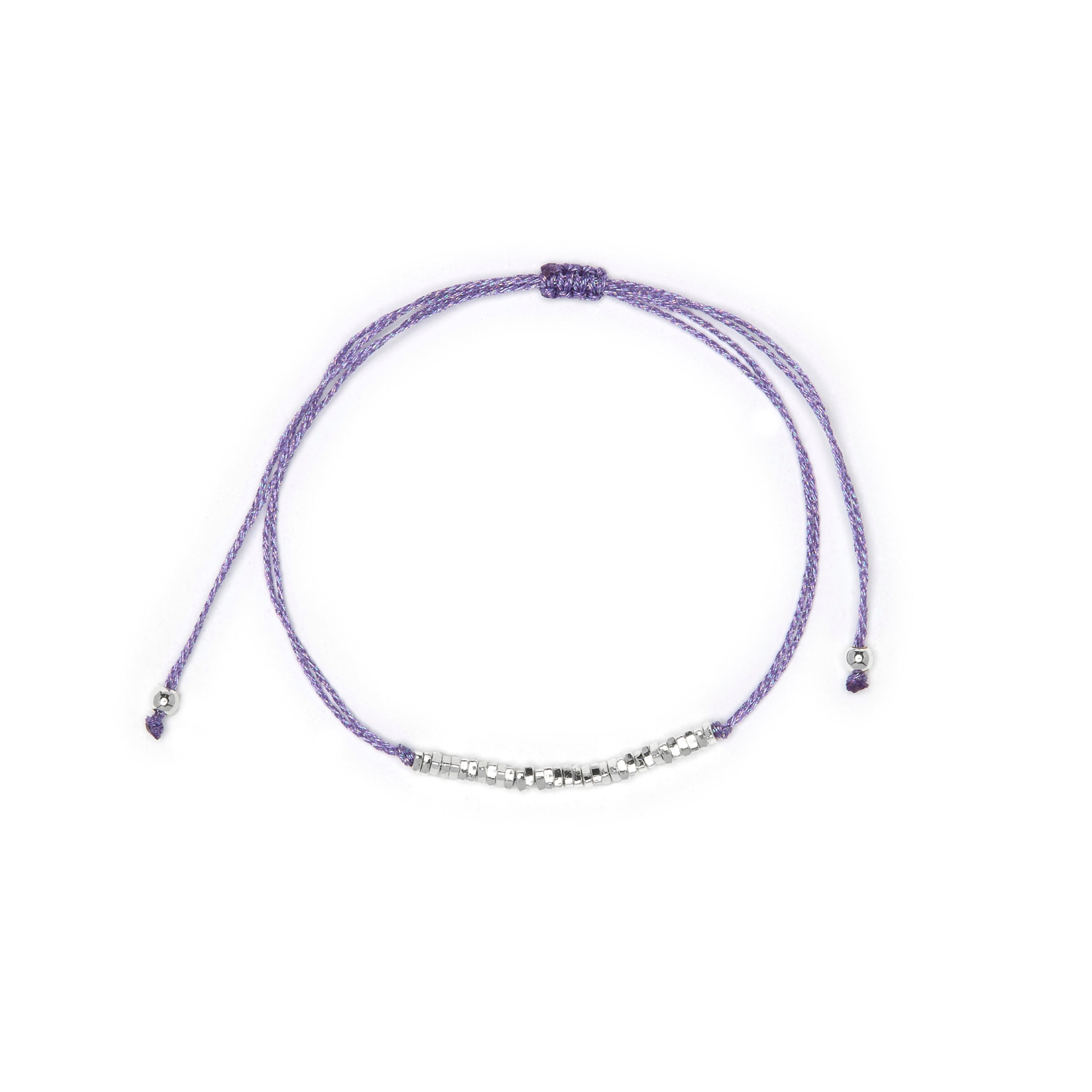 Purple Cotton Bracelet with Sterling Silver 925 Finish - Limley