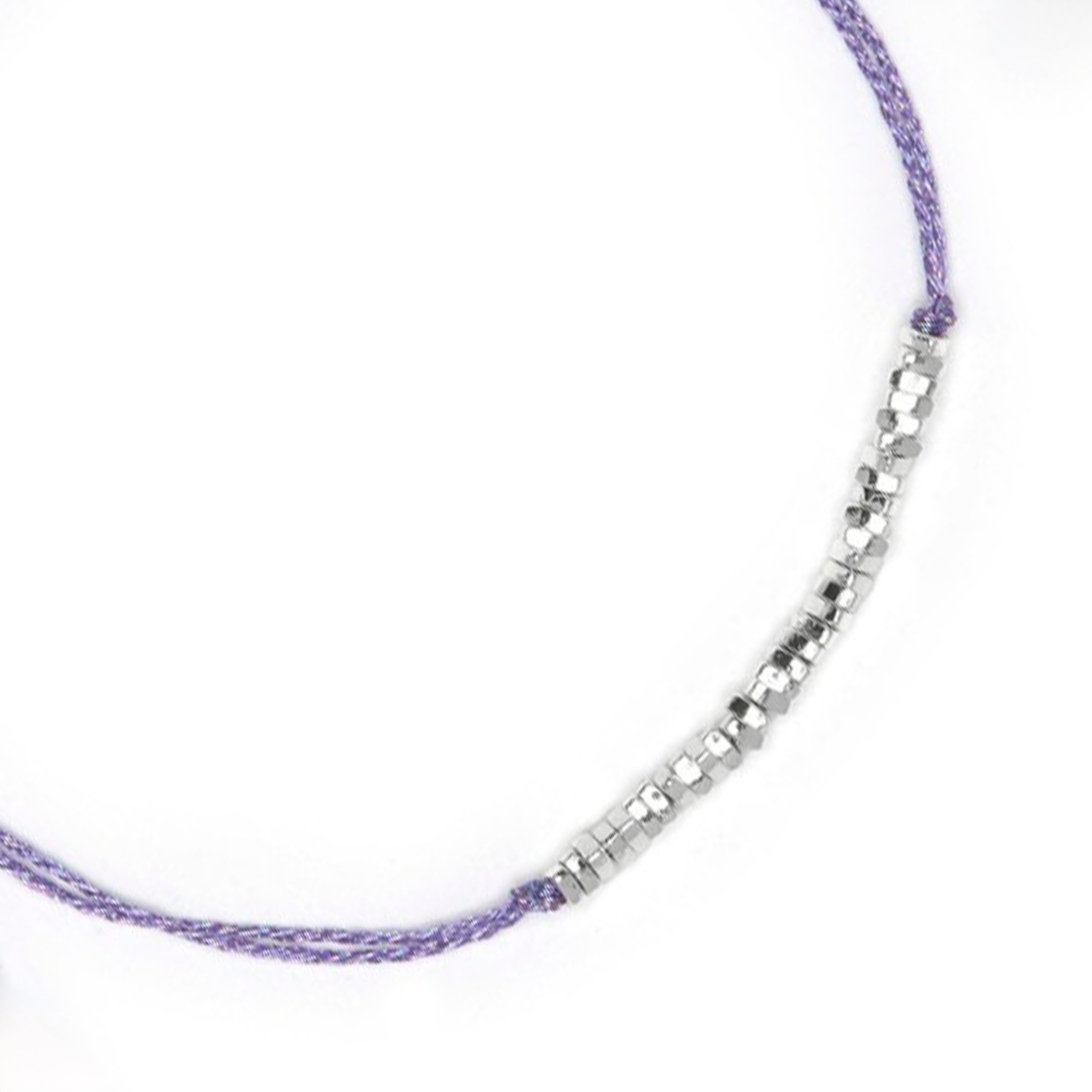 Purple Cotton Bracelet with Sterling Silver 925 Finish - Limley