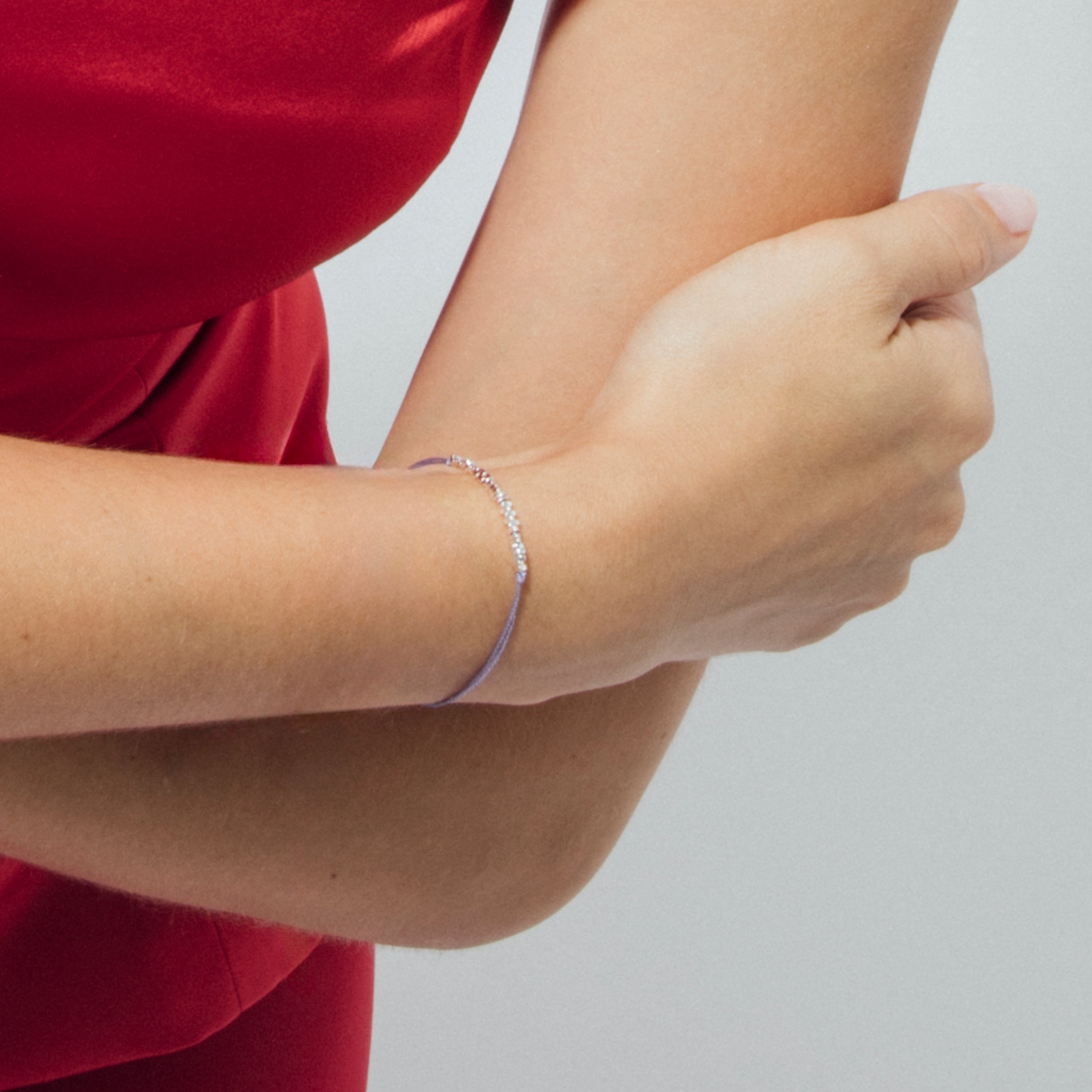 Purple Cotton Bracelet with Sterling Silver 925 Finish - Limley