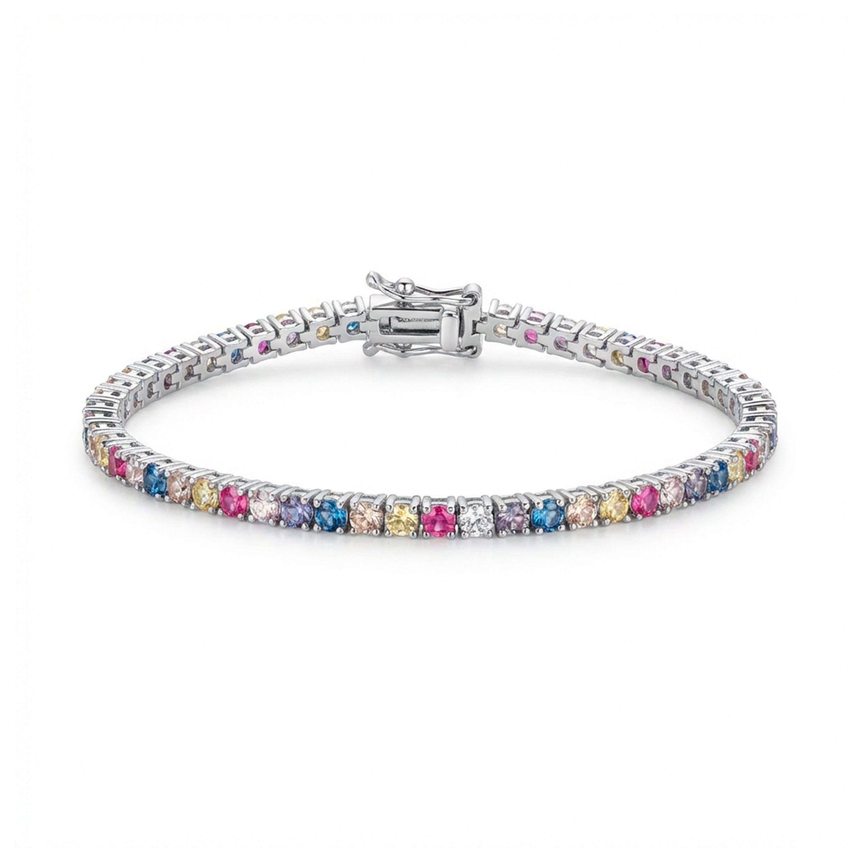 Multicolor Zircon Bracelet with Silver Finish - Manlor