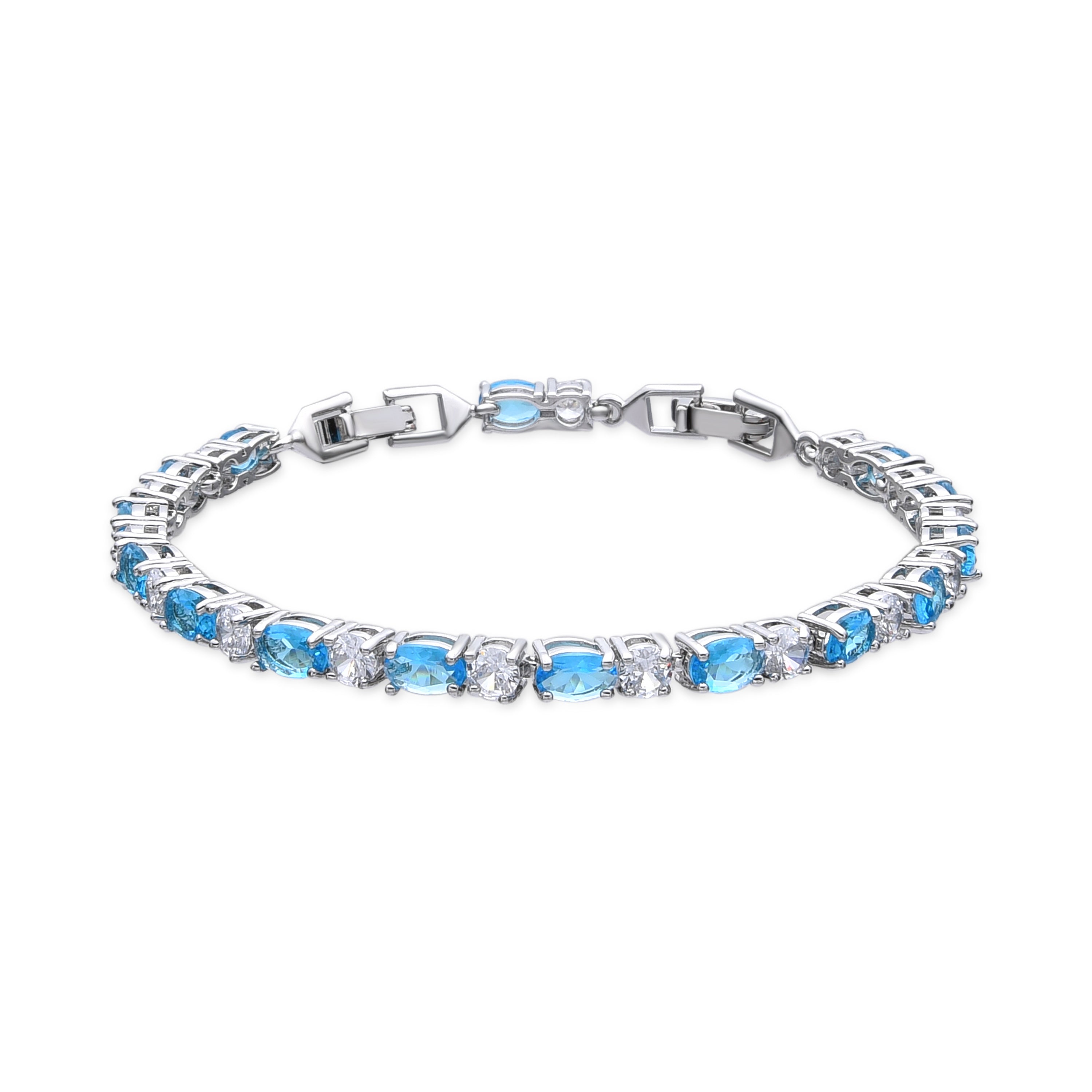 Silver finish bracelet with Aquamarine Zirconia - Libsi