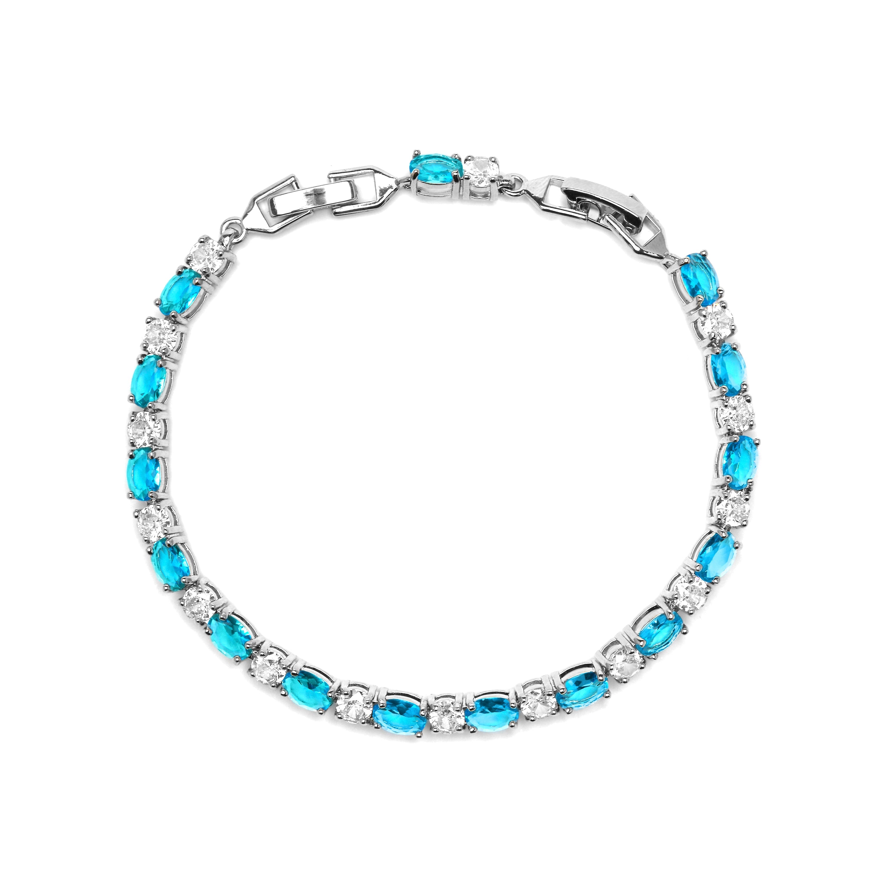 Silver finish bracelet with Aquamarine Zirconia - Libsi