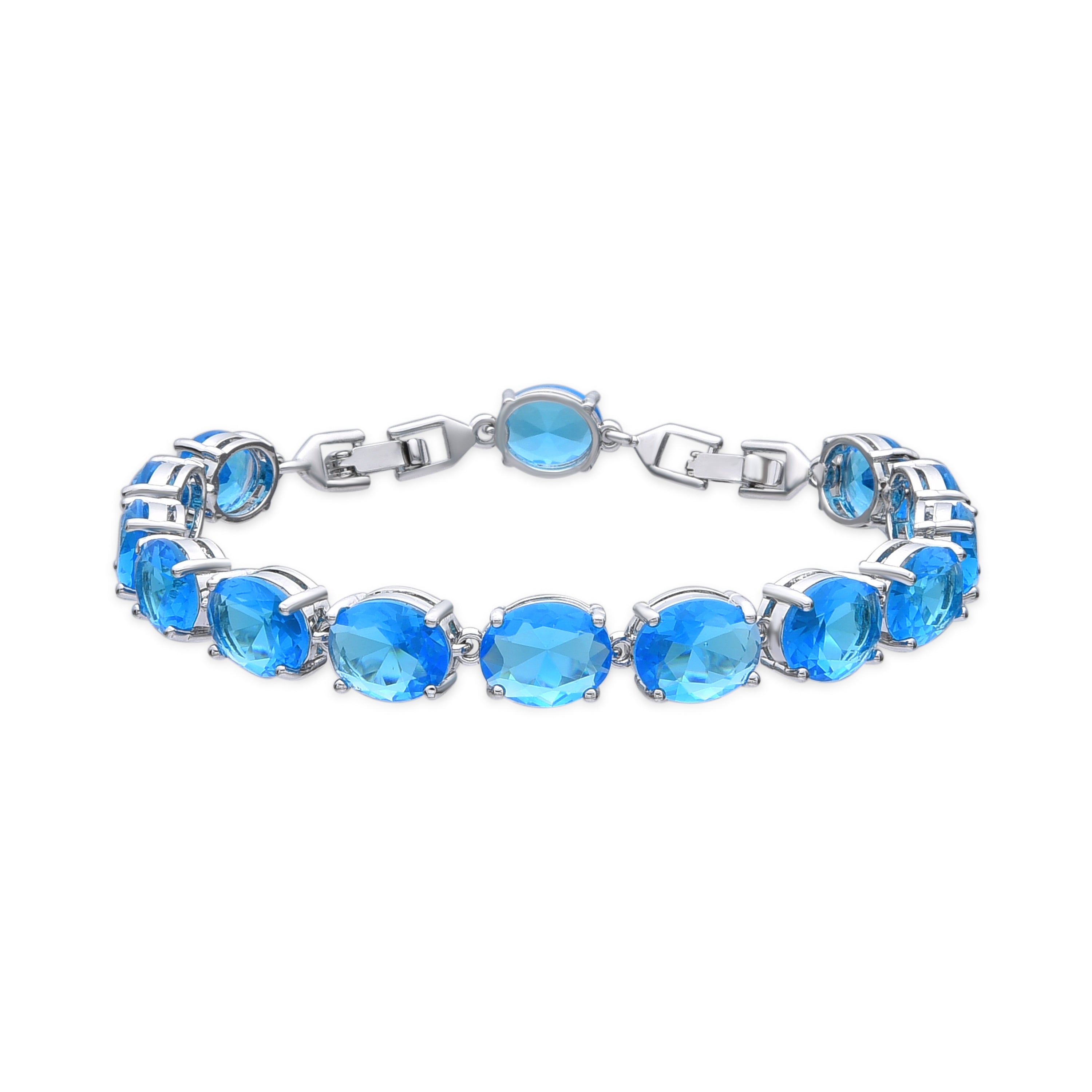 Silver-finished bracelet with Aquamarine Zirconia - Nou