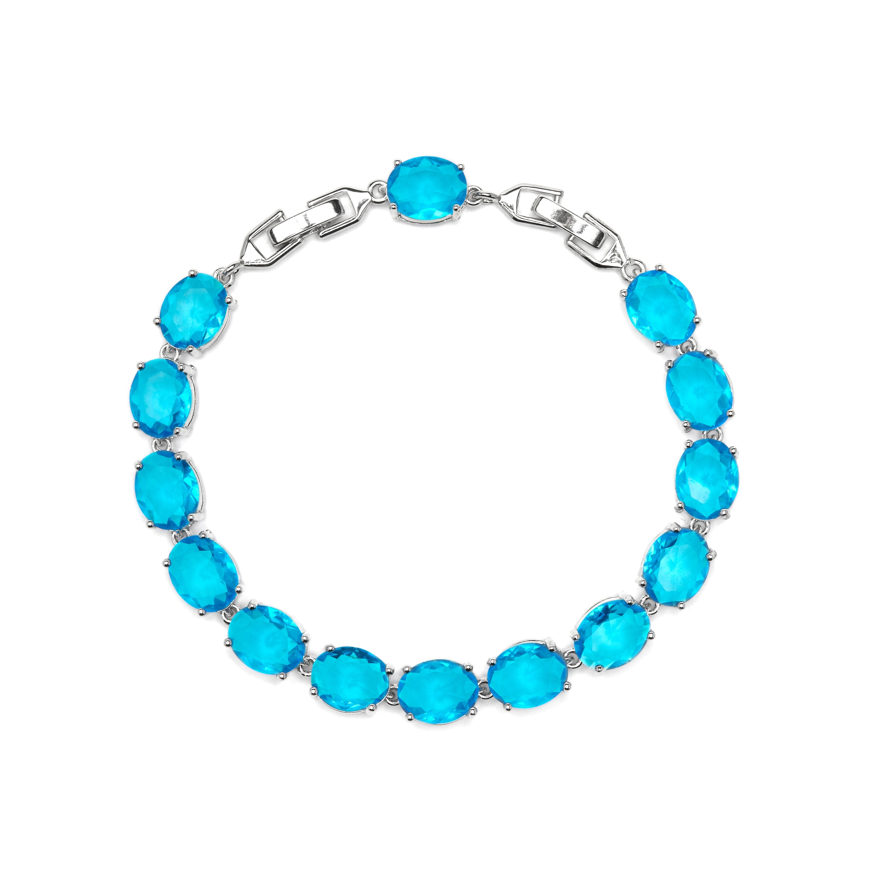 Silver-finished bracelet with Aquamarine Zirconia - Nou