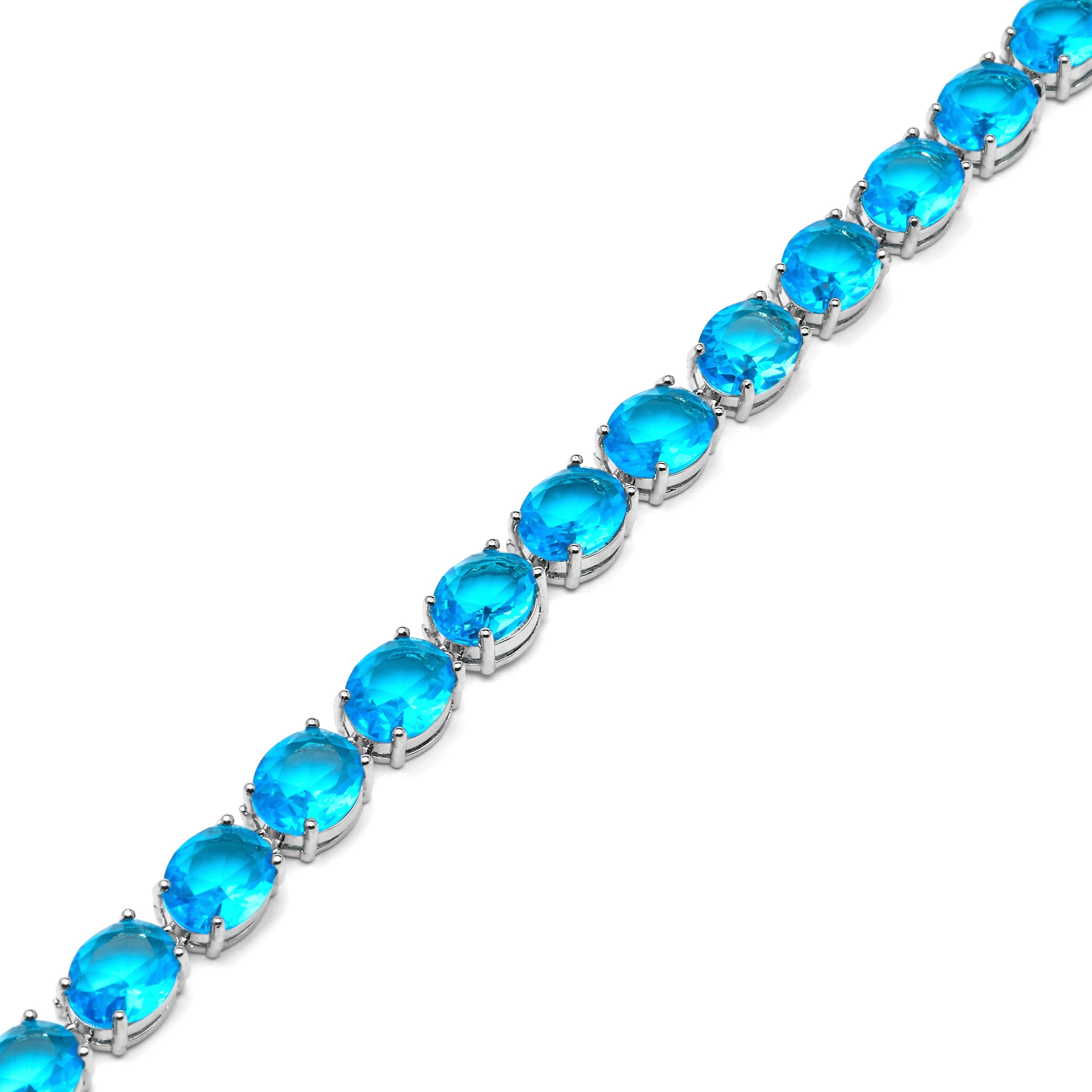 Silver-finished bracelet with Aquamarine Zirconia - Nou