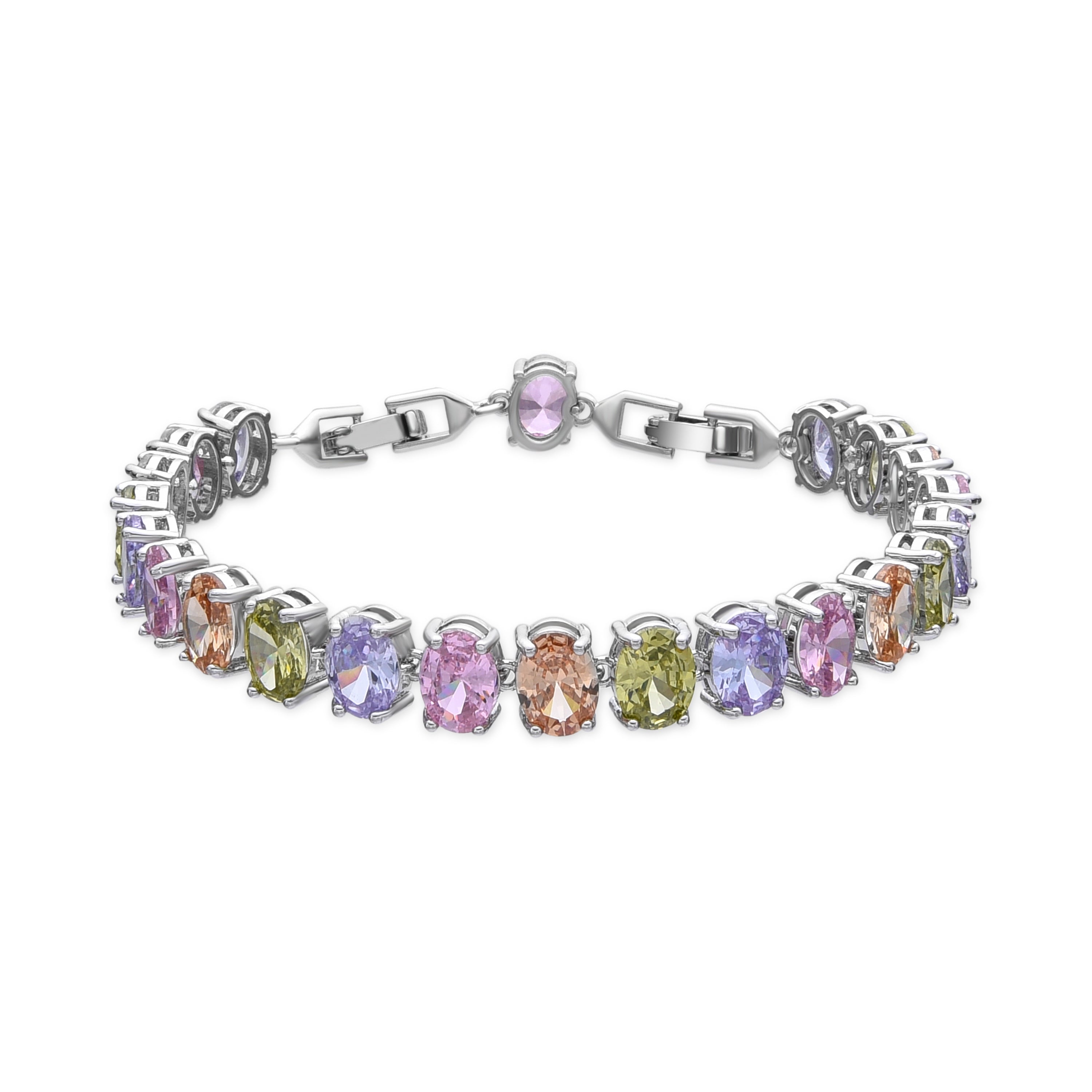 Silver finish bracelet with multicolored zirconia - Raiqe