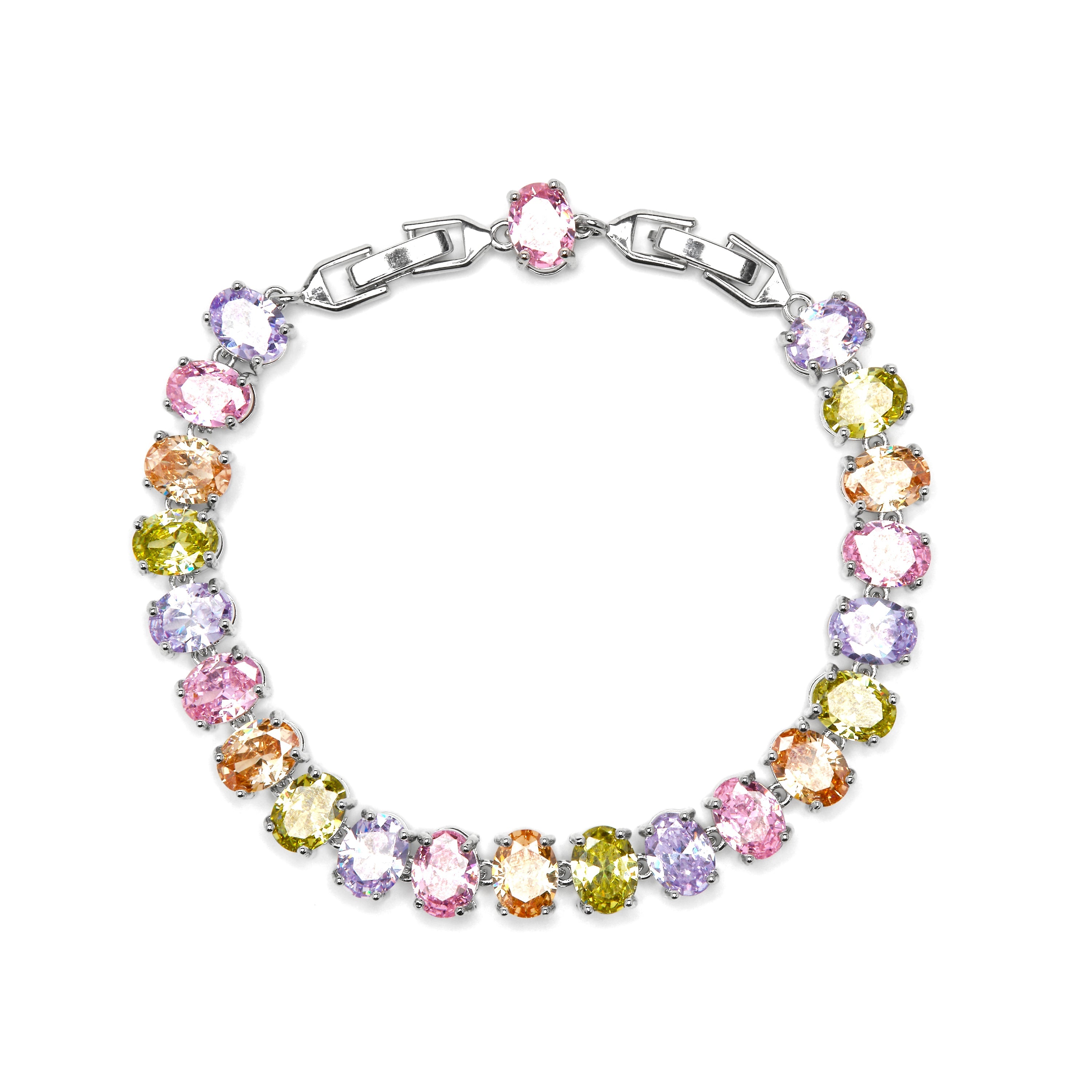 Silver finish bracelet with multicolored zirconia - Raiqe