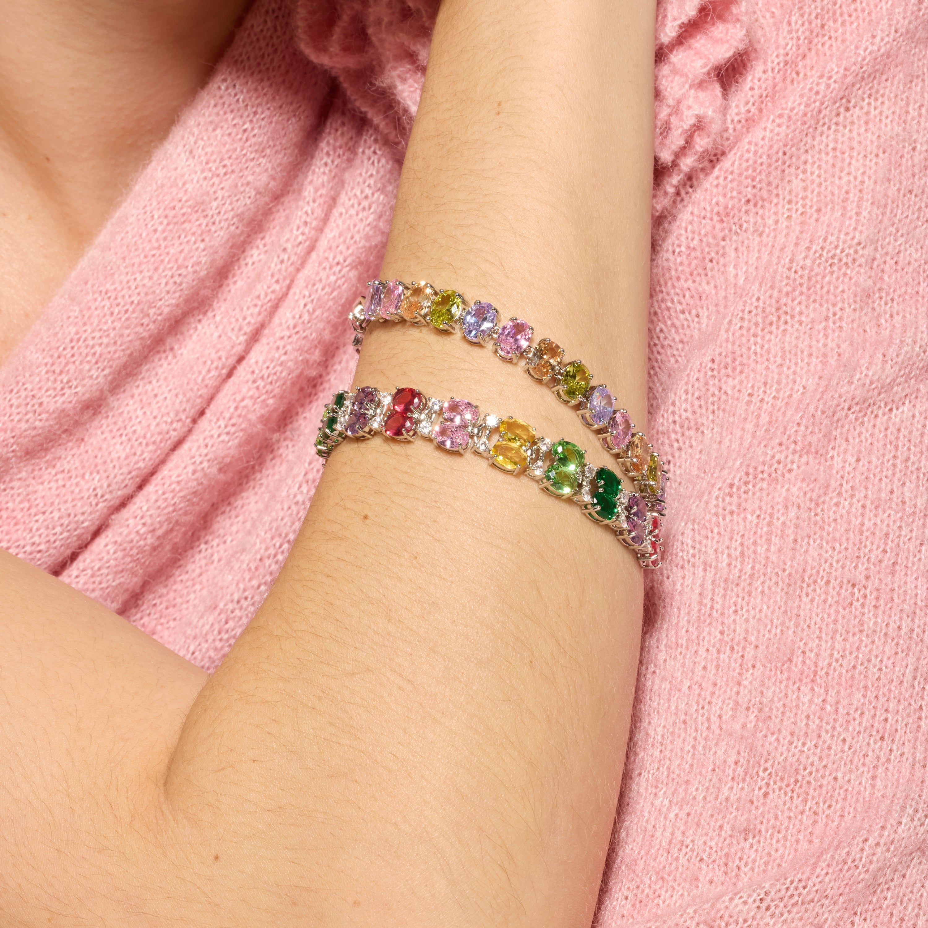 Silver finish bracelet with multicolored zirconia - Raiqe