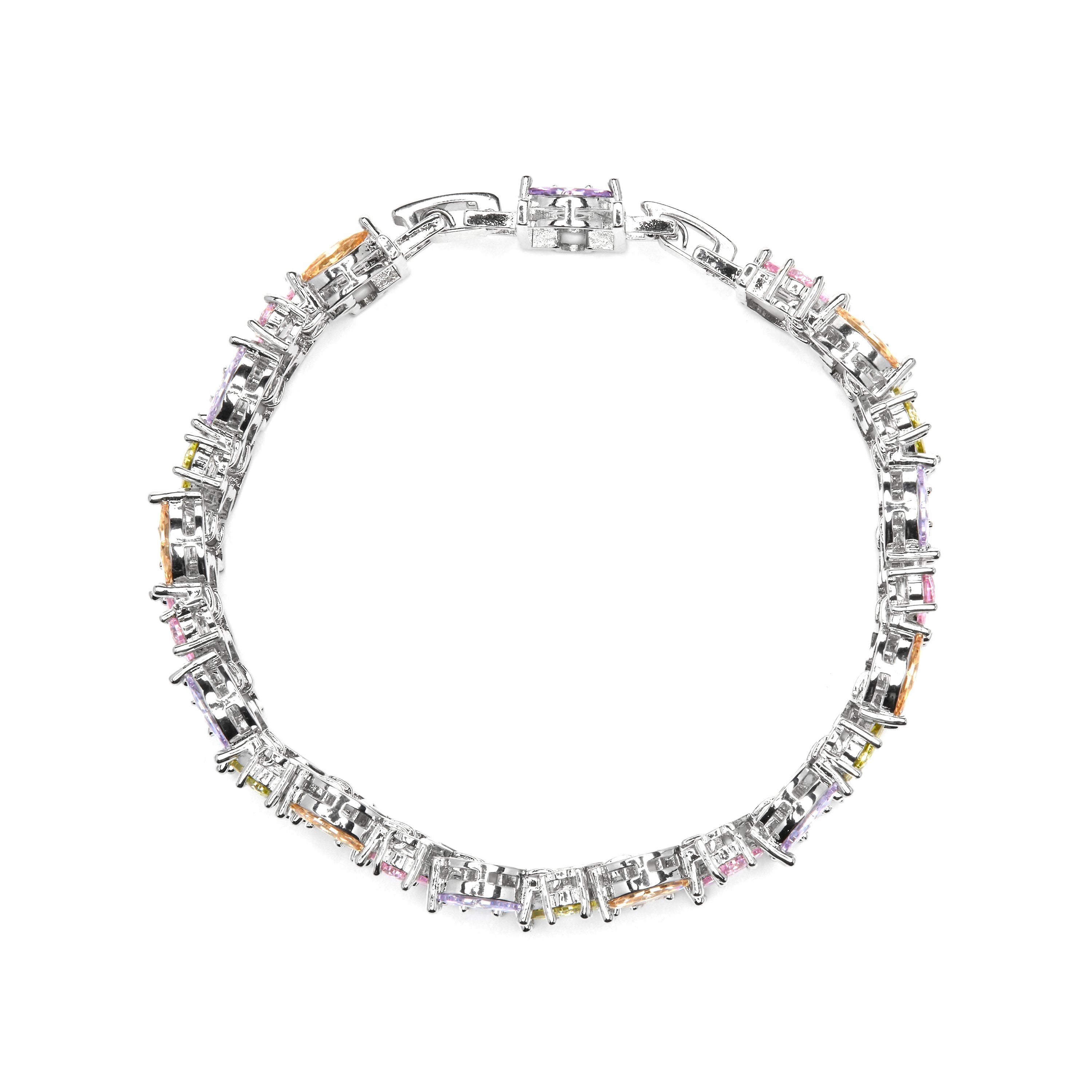 Silver finish bracelet with multicolored zirconia - Hizuli
