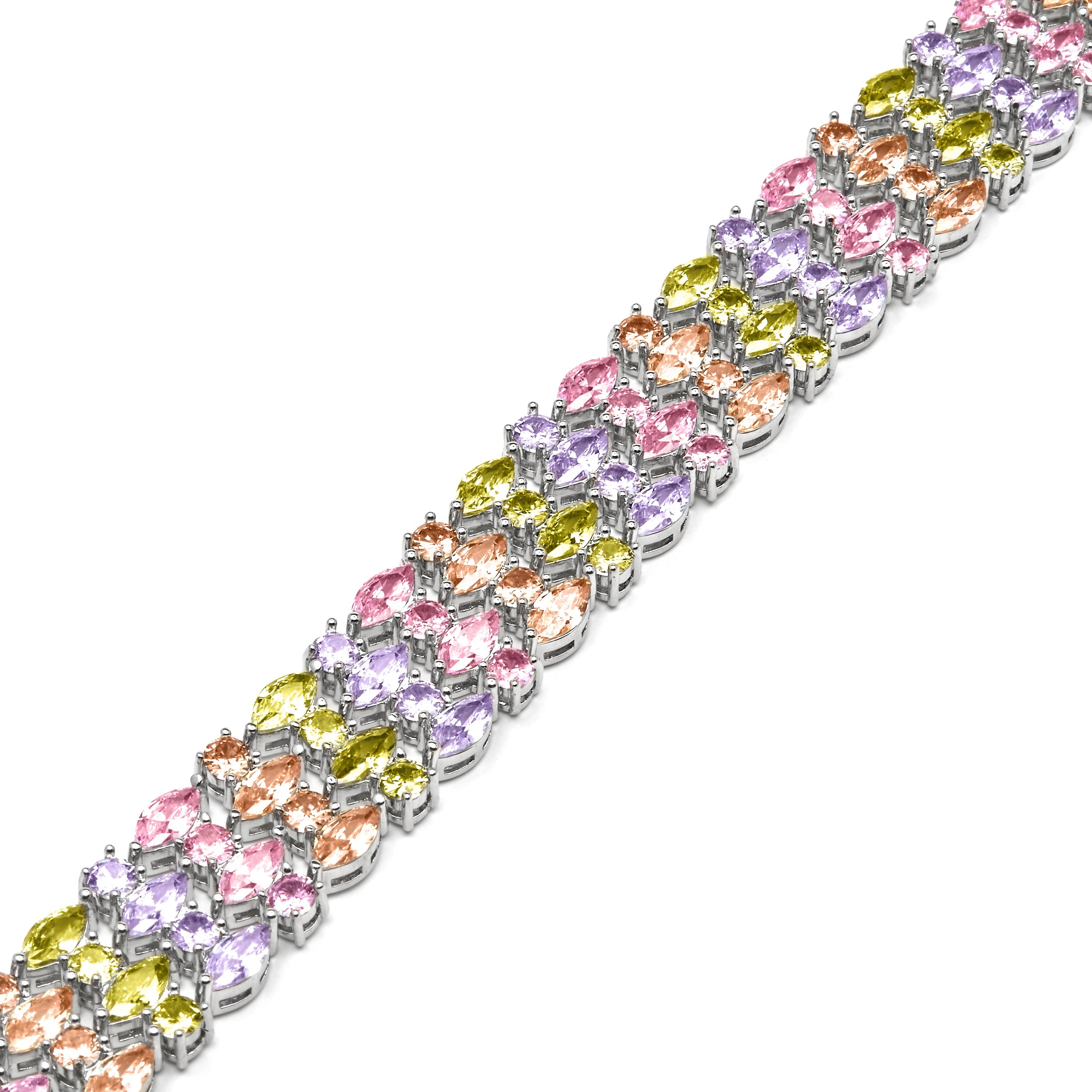 Silver finish bracelet with multicolored zirconia - Hizuli