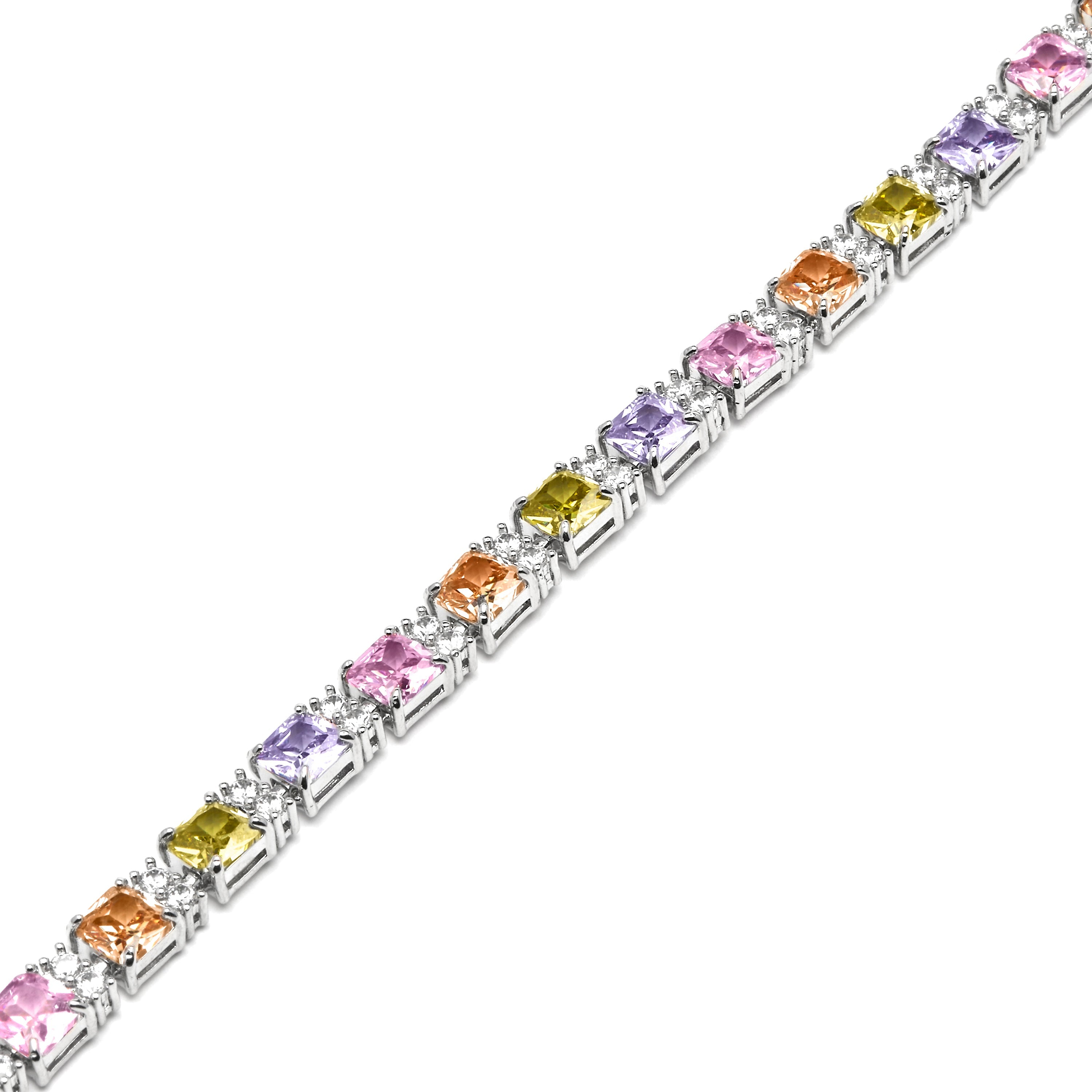 Pulseira com banho de prata e Zircônias Multicoloridas - Lita