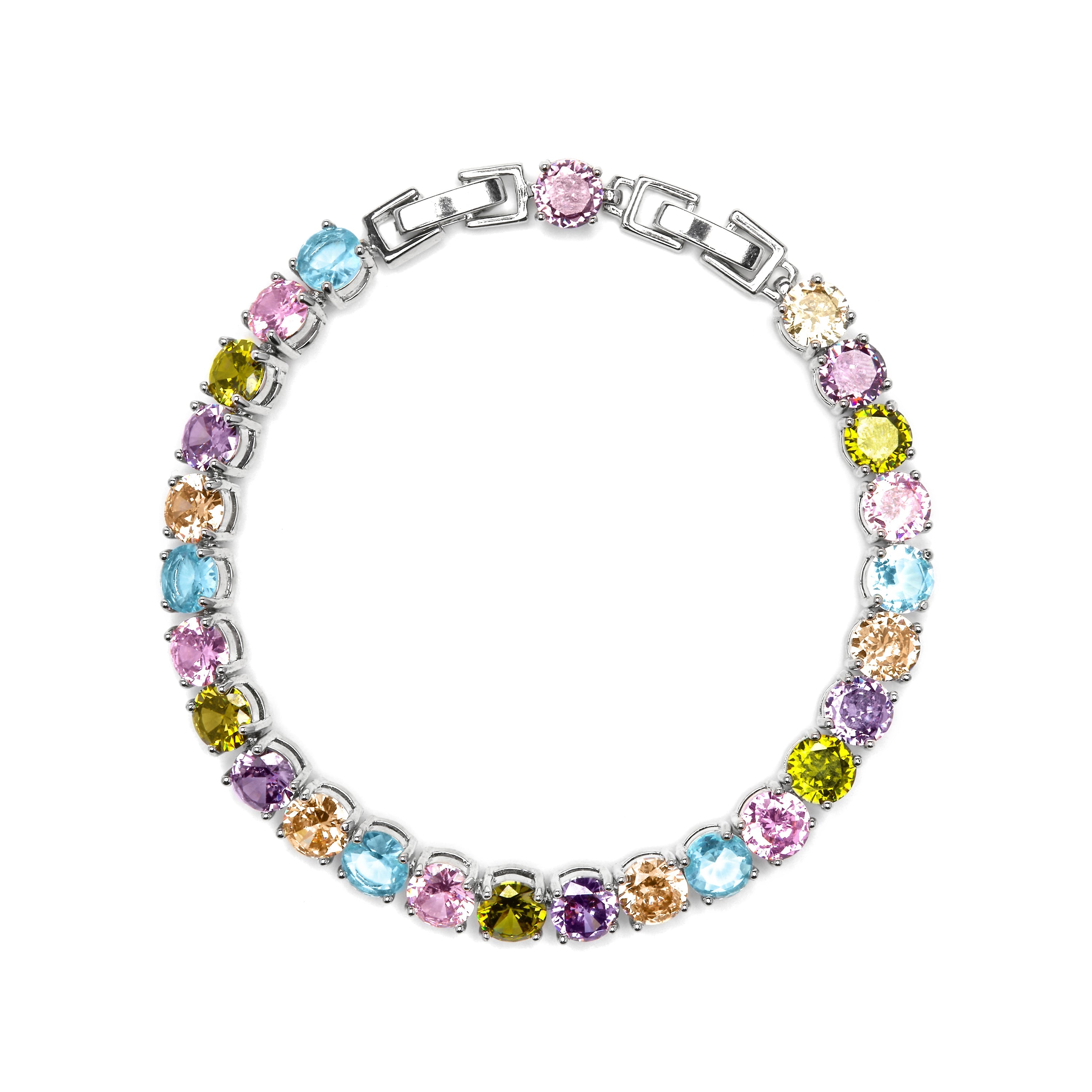 Silver finish bracelet with multicolored zirconia - Reyat
