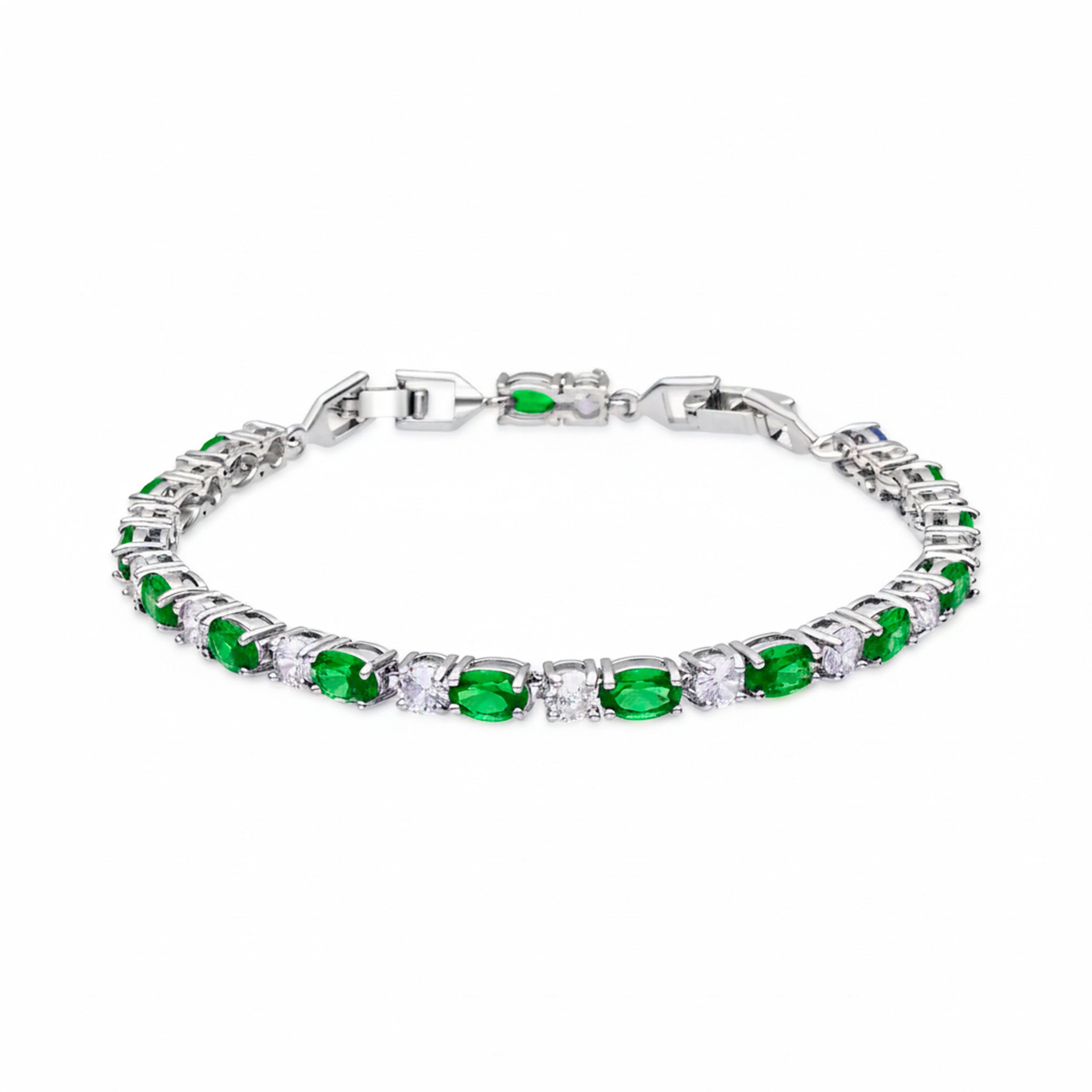 Paraiba Green Hydrothermal Quartz bracelet with rhodium finish - Manlor